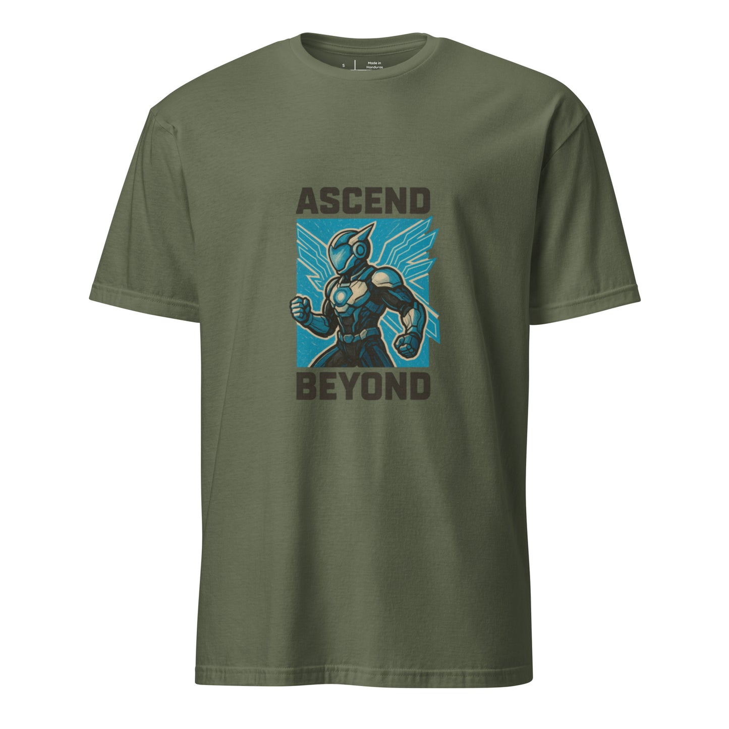 Mechaverse Crusader – Hard-Light Wing Pilot - Short-Sleeve Unisex T-Shirt - Graphic Tee - Military Green - Front