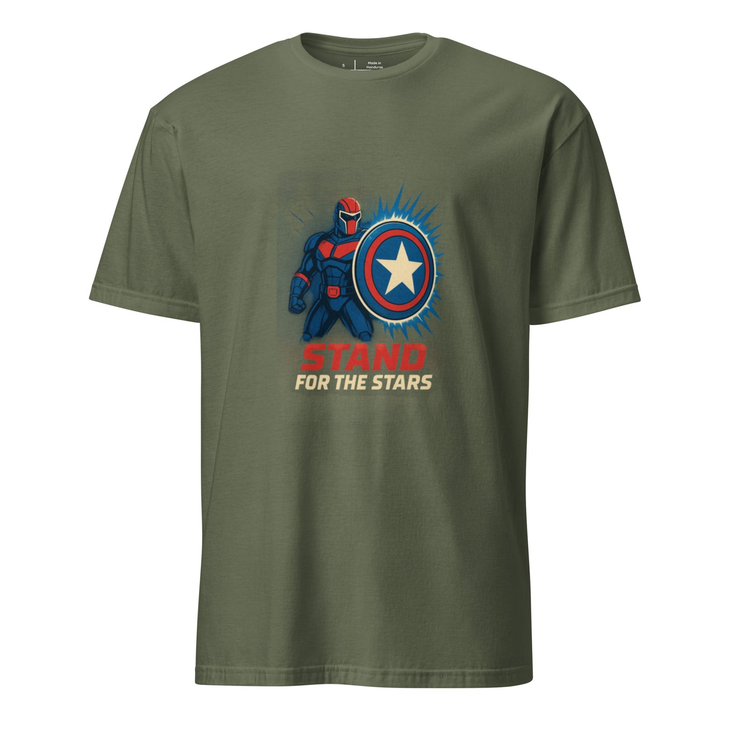 Galactic Sentinel Overwatch – “Stand for the Stars.” - Short-Sleeve Unisex T-Shirt - Graphic Tee - Military Green - Front