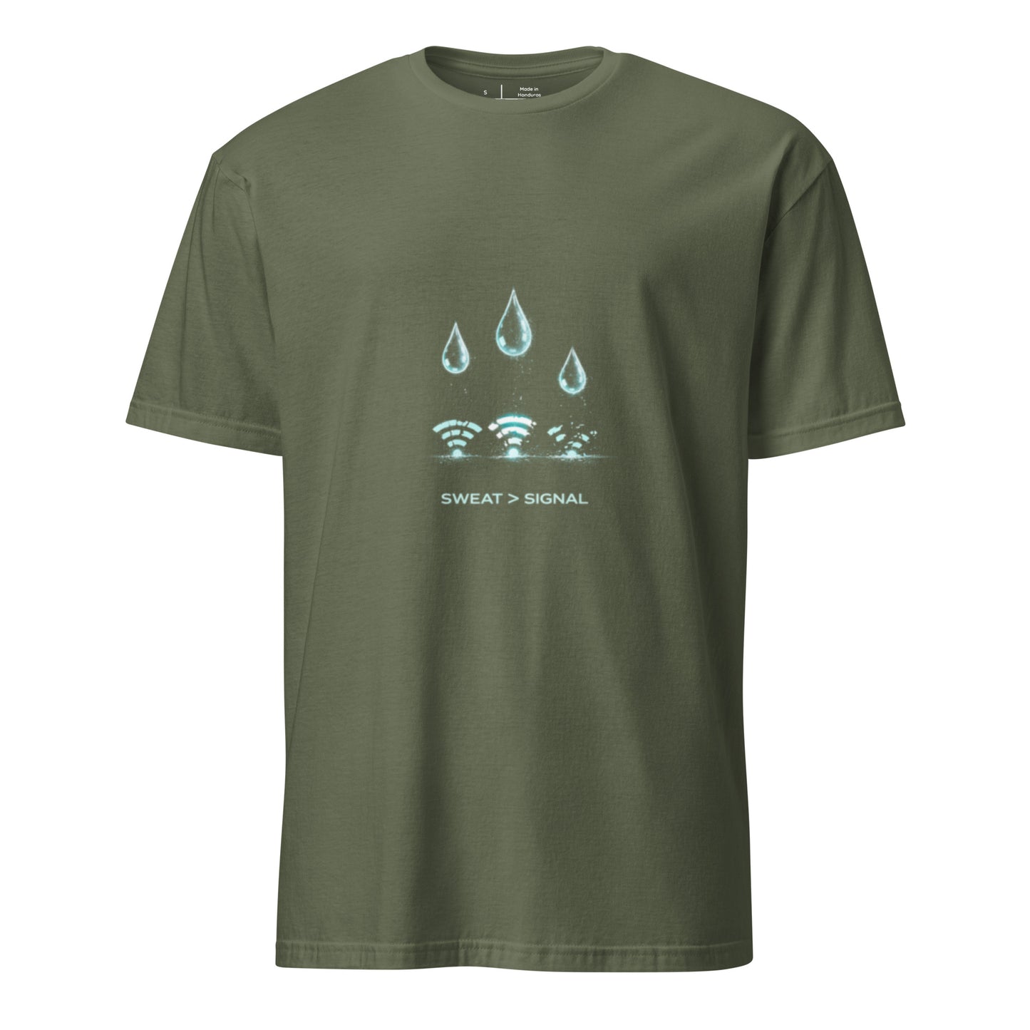 Sweat > Signal – Minimal Gym - Short-Sleeve Unisex T-Shirt - Graphic Tee - Military Green - Front