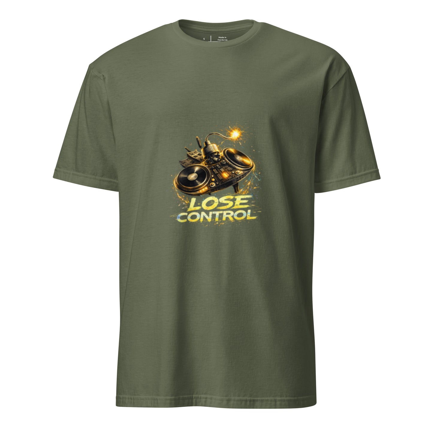 Lose Control – Neon DJ Festival - Short-Sleeve Unisex T-Shirt - Graphic Tee - Military Green - Front