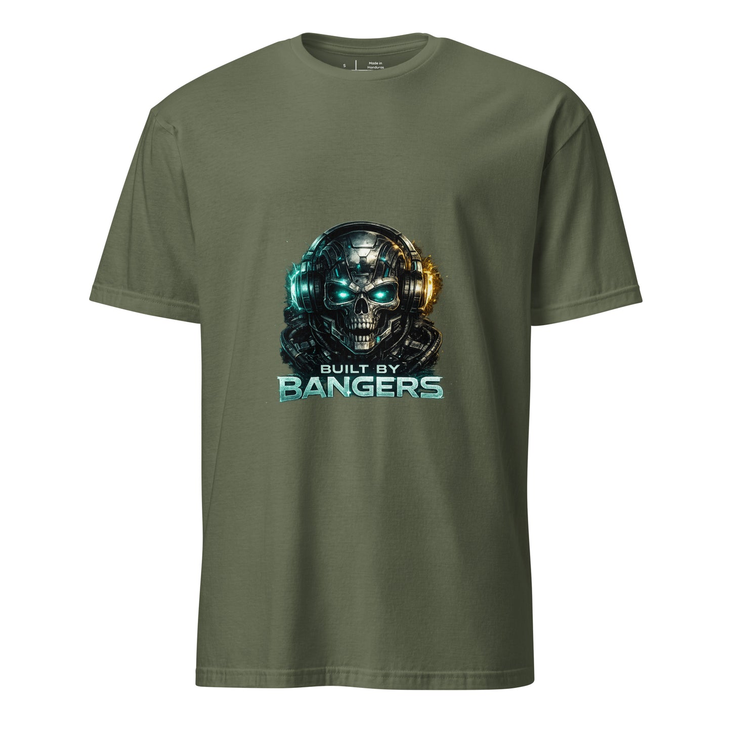 Built By Bangers – Cyber Music - Short-Sleeve Unisex T-Shirt Graphic Tee - Military Green - Front