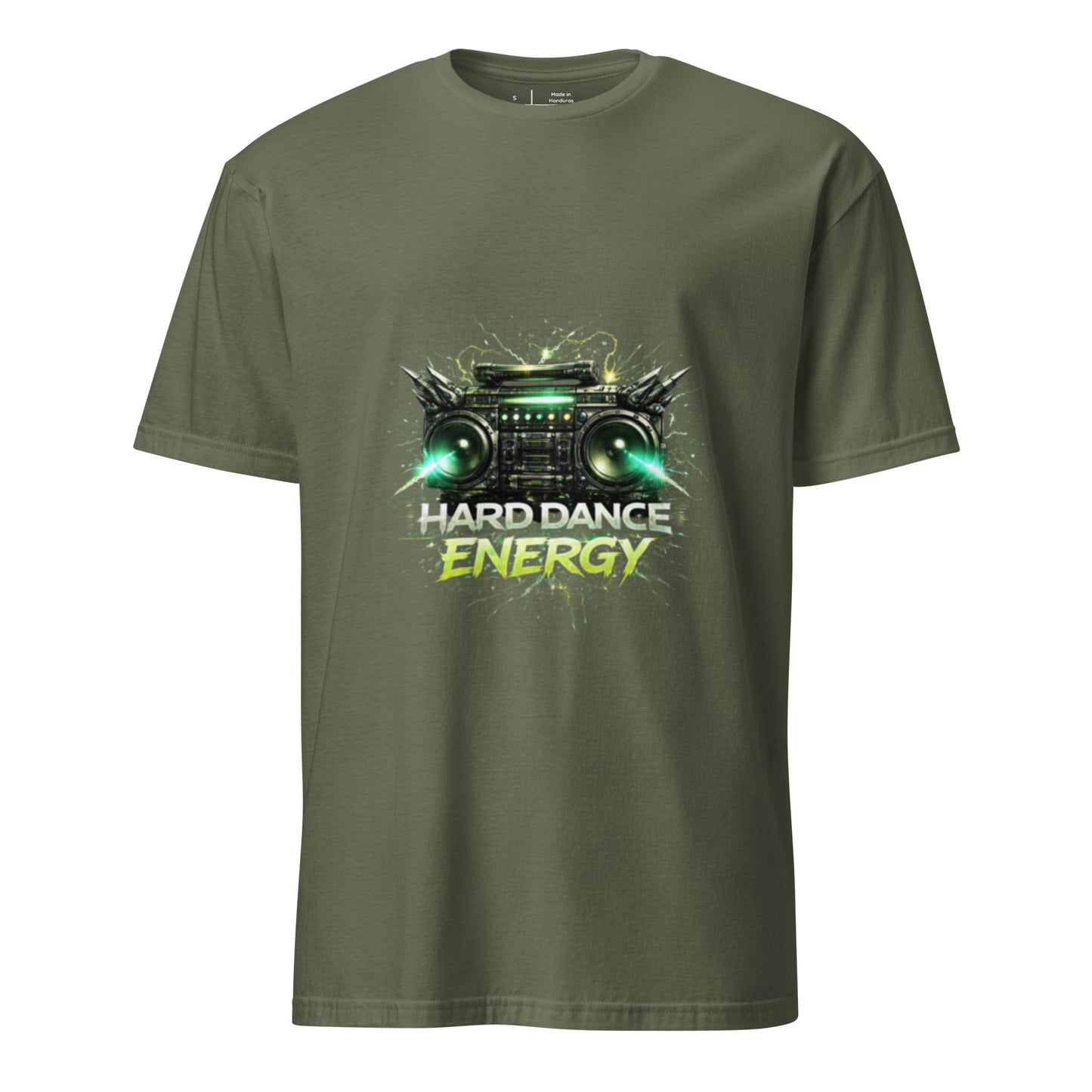 Hard Dance Energy – Festival Sound System - Short-Sleeve Unisex T-Shirt - Graphic Tee - Military Green - Front