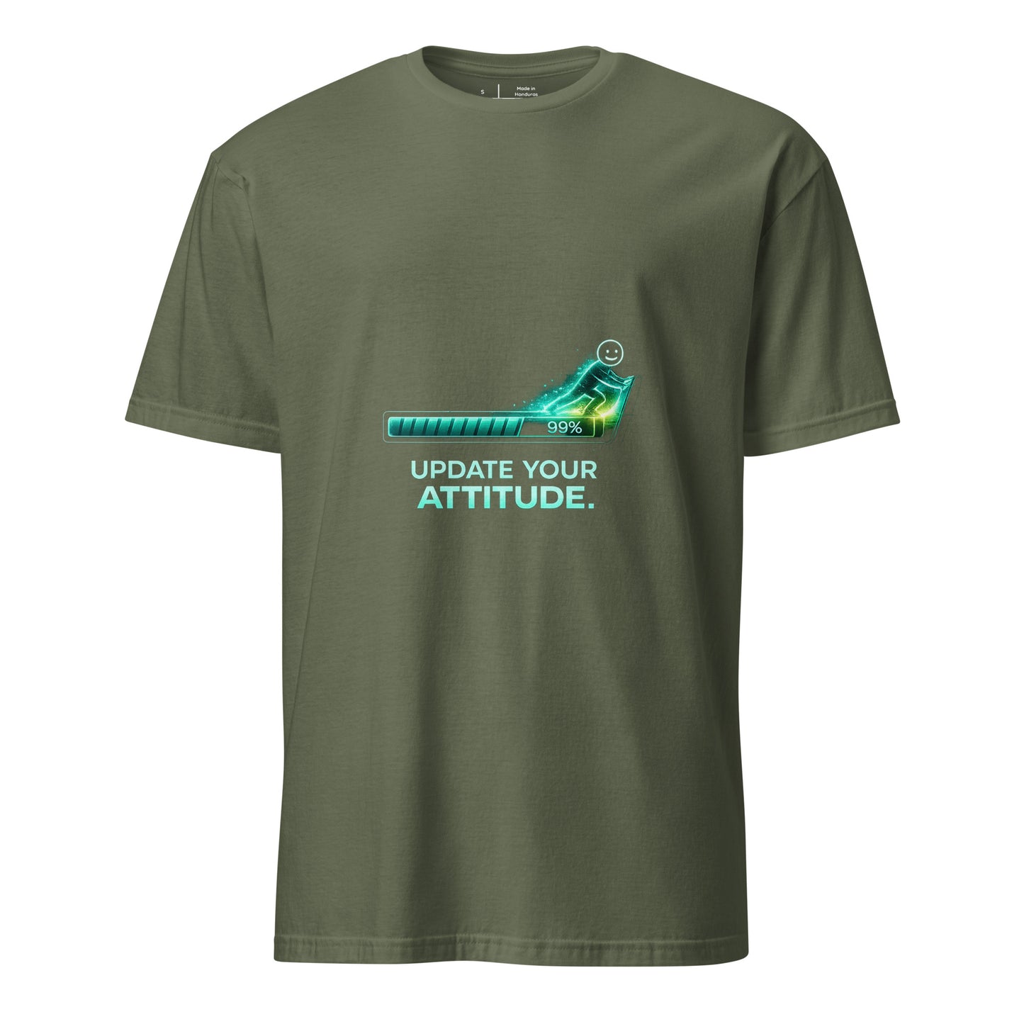 Attitude Update – Positive Upgrade - Short-Sleeve Unisex T-Shirt - Graphic Tee - Military Green - Front