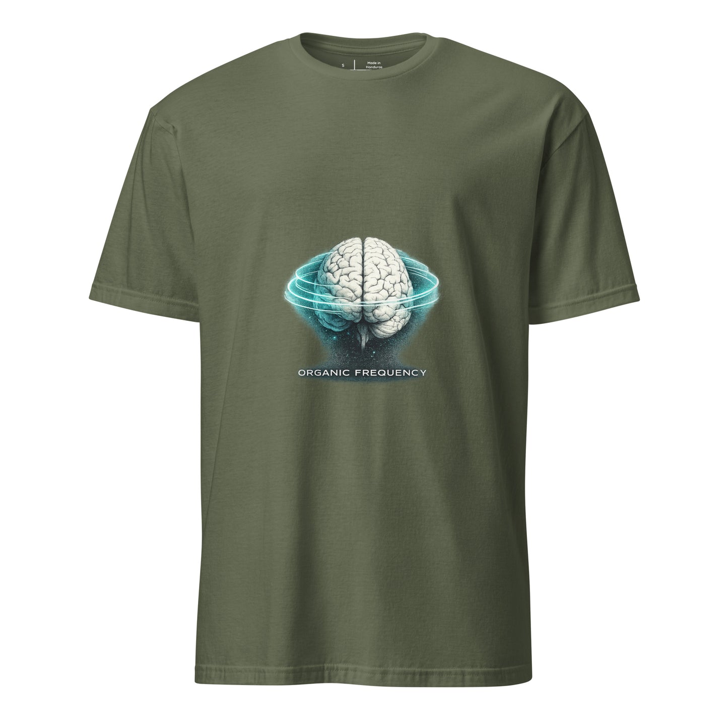 Organic Frequency – Human Signal - Short-Sleeve Unisex T-Shirt - Graphic Tee - Military Green - Front