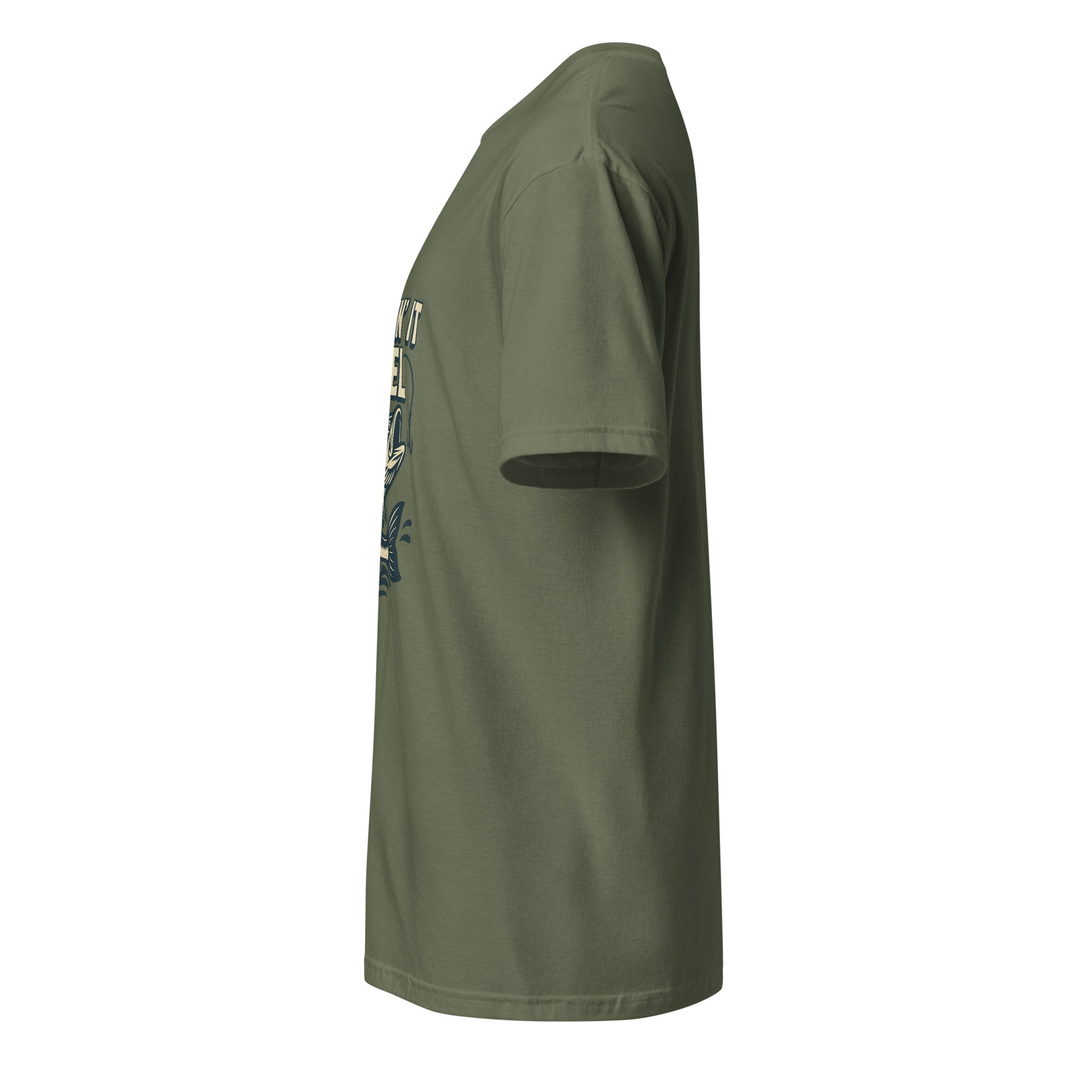Keepin It Reel - Fishing Slogan - Short-Sleeve Unisex T-Shirt - Graphic Tee - Military Green - Left side