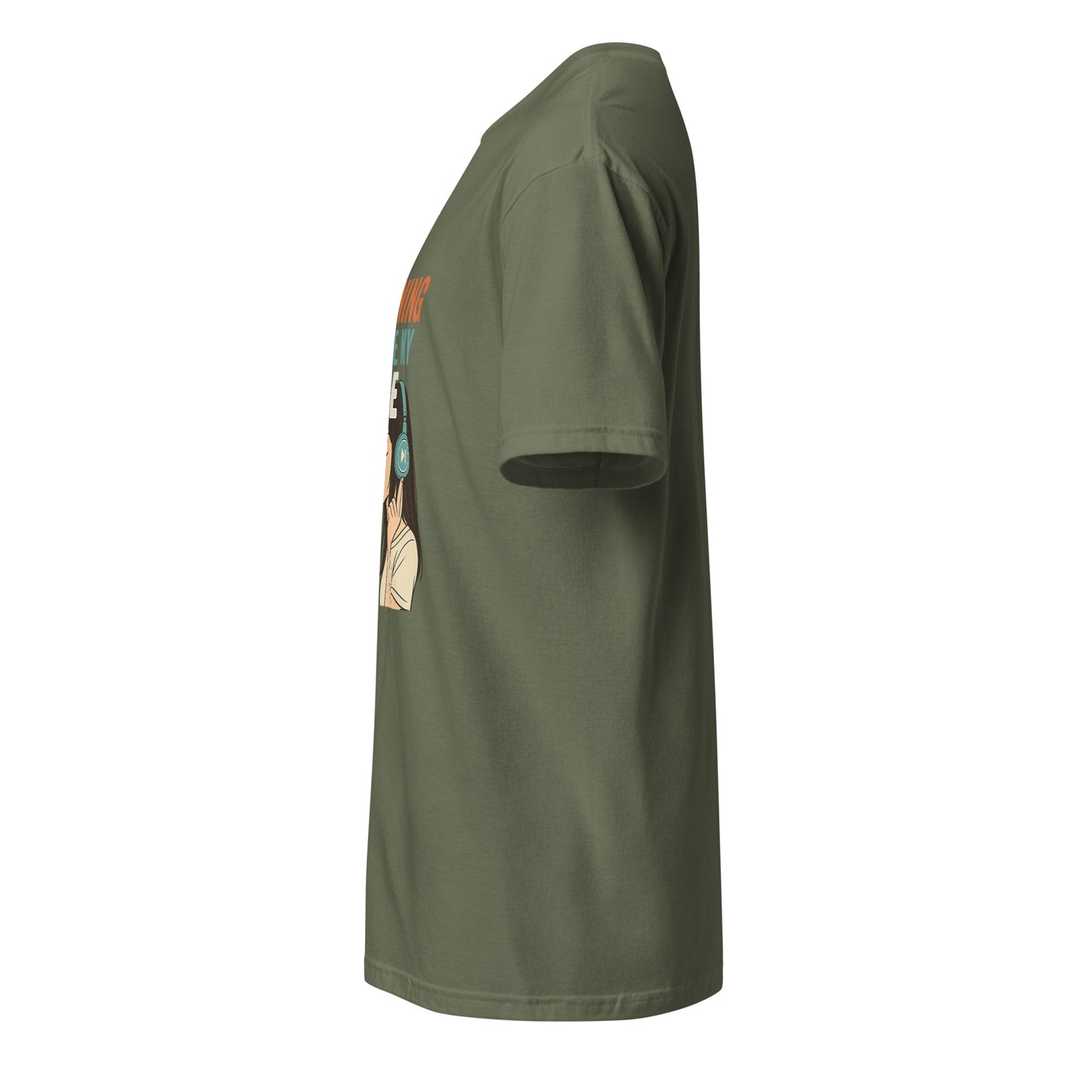 Pausing Anime - Bold Anime Slogan - Short-Sleeve Unisex T-Shirt - Graphic Tee - Military Green - Left side