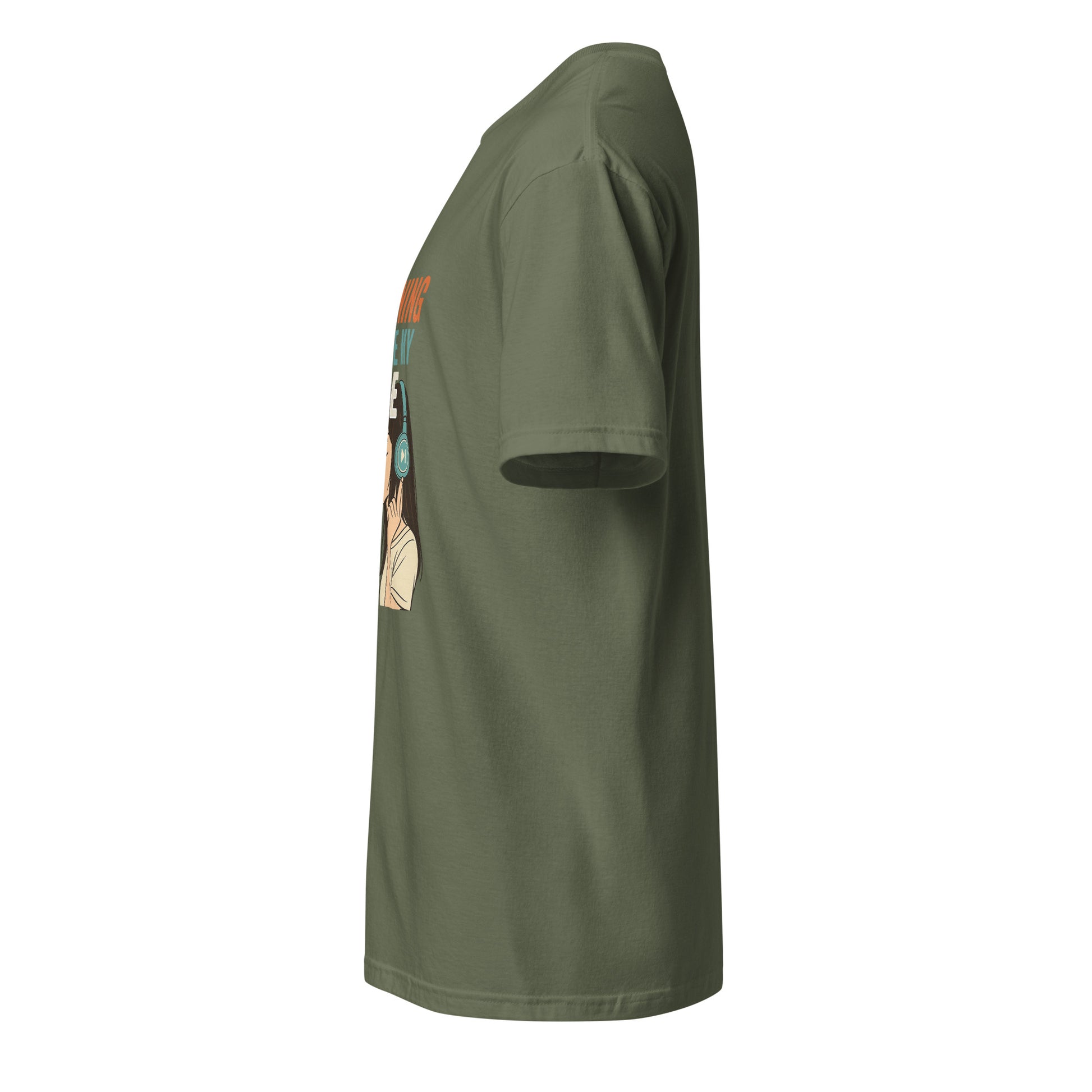 Pausing Anime - Bold Anime Slogan - Short-Sleeve Unisex T-Shirt - Graphic Tee - Military Green - Left side