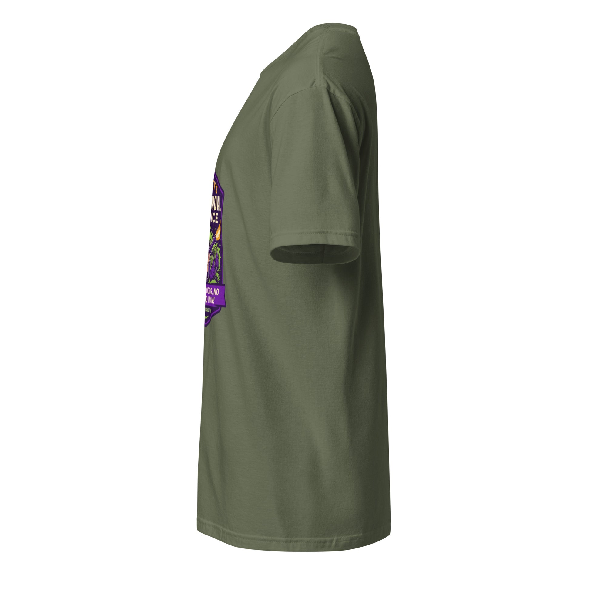 Ripley’s Bug Removal Service – Xenomorph Exterminator - Short-Sleeve Unisex T-Shirt - Graphic Tee - Military Green - Left side