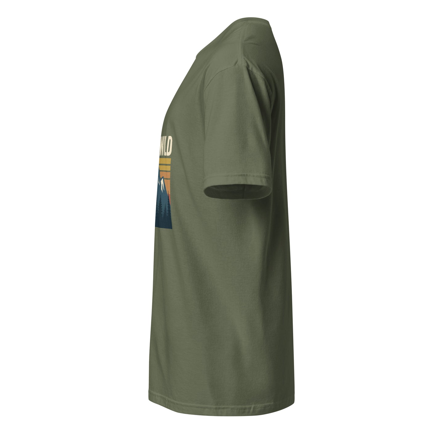 Stay Wild – Embrace The Adventure - Short-Sleeve Unisex T-Shirt - Graphic Tee - Military Green - Left side