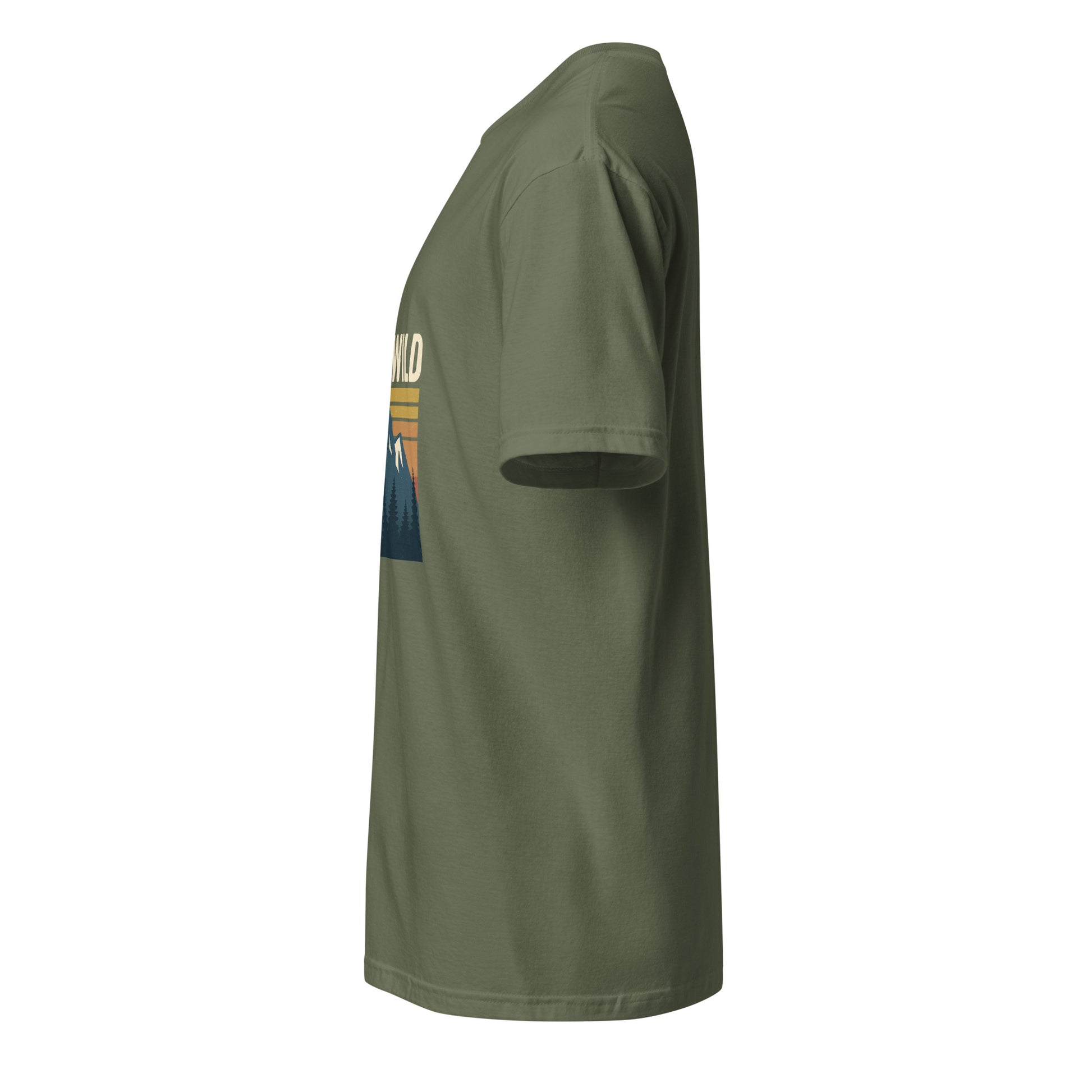 Stay Wild – Embrace The Adventure - Short-Sleeve Unisex T-Shirt - Graphic Tee - Military Green - Left side