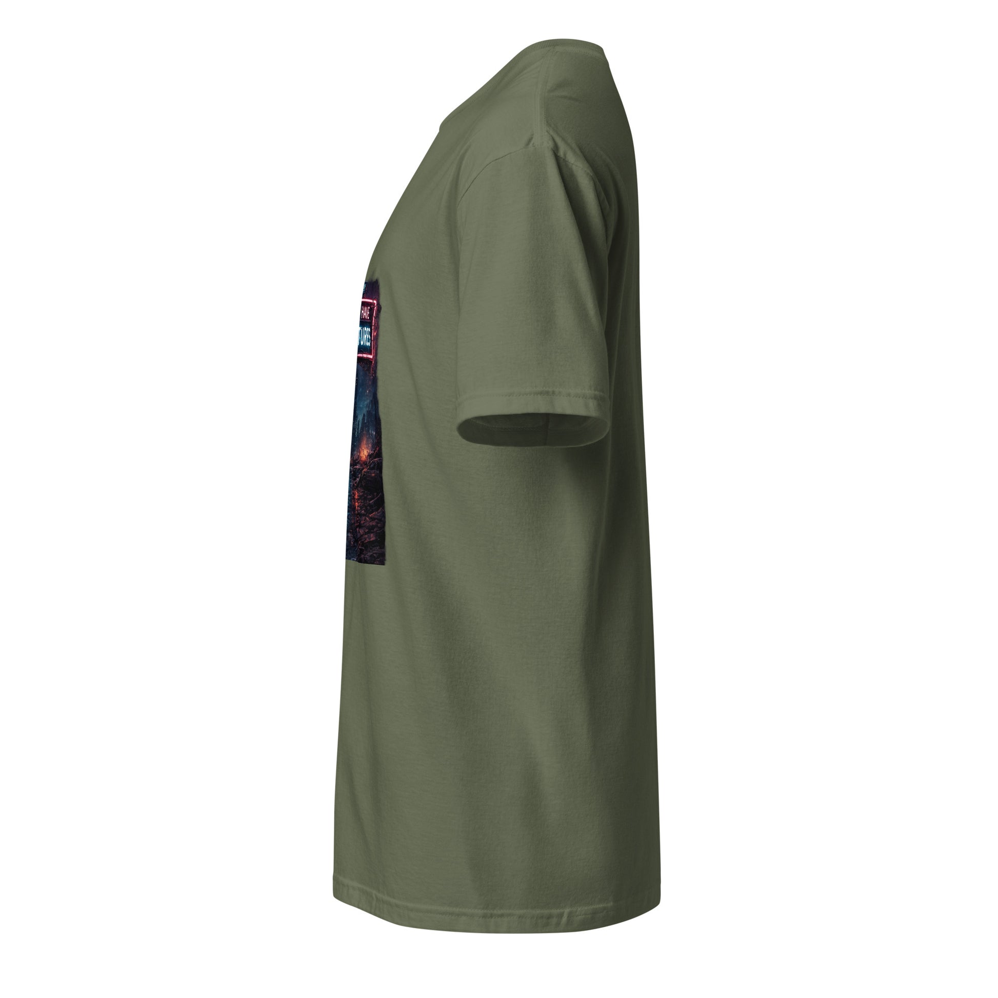 This Is Why We Can’t Have Nice Futures – Cyber Sarcasm - Short-Sleeve Unisex T-Shirt - Graphic Tee - Military Green - Left side