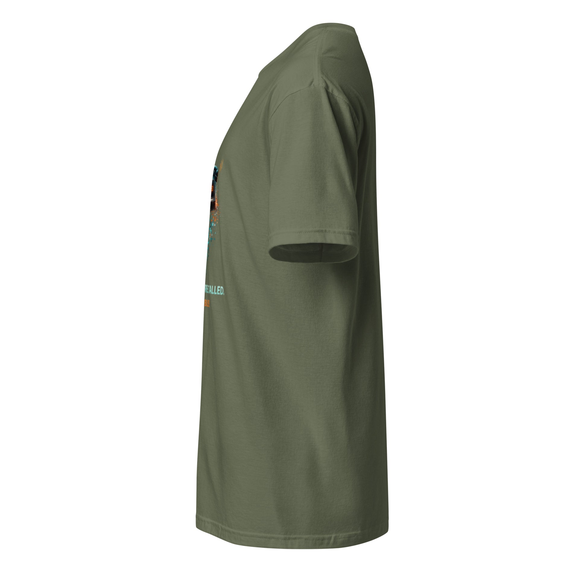 The Future Called. It’s Busy. – Cyber Sarcasm - Short-Sleeve Unisex T-Shirt - Graphic Tee - Military Green - Left side