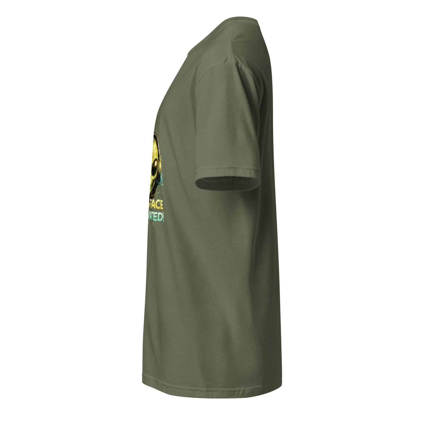 Bass Face Activated – Alien Rave - Short-Sleeve Unisex T-Shirt - Graphic Tee - Military Green - Left side
