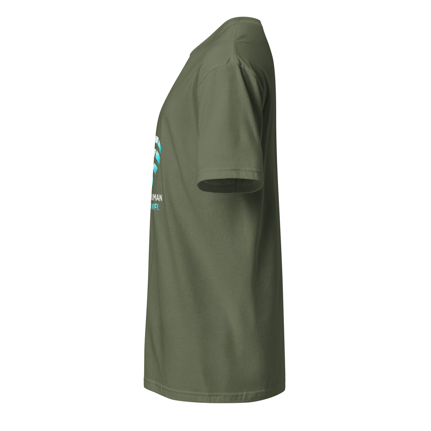 More Human Than WIFI – Cyber Rebellion - Short-Sleeve Unisex T-Shirt - Graphic Tee - Military Green - Left side