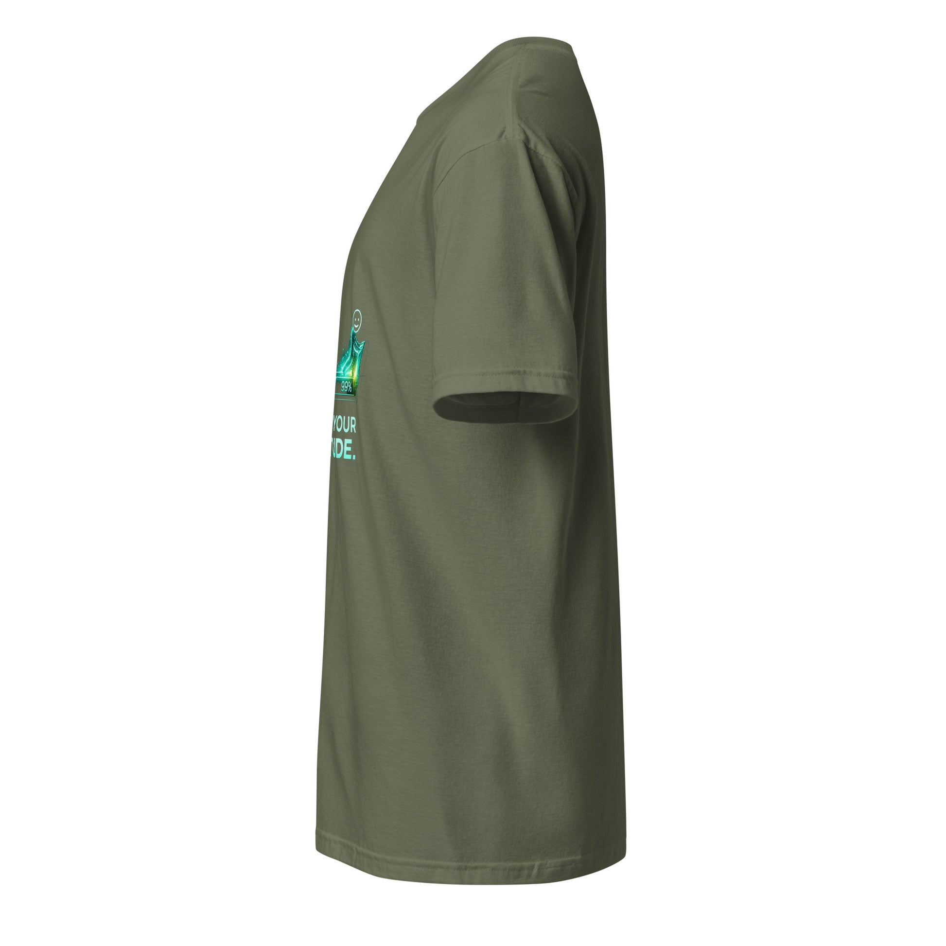 Attitude Update – Positive Upgrade - Short-Sleeve Unisex T-Shirt - Graphic Tee - Military Green - Left side