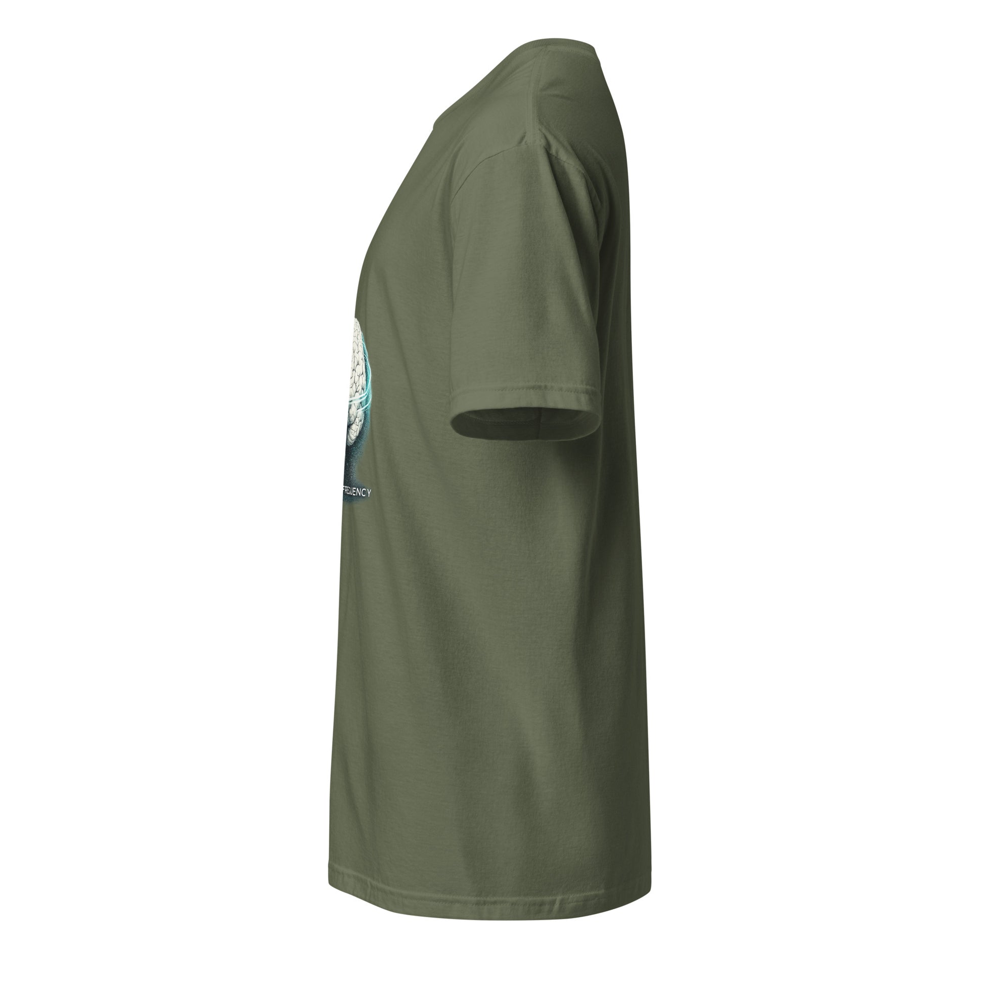 Organic Frequency – Human Signal - Short-Sleeve Unisex T-Shirt - Graphic Tee - Military Green - Left side