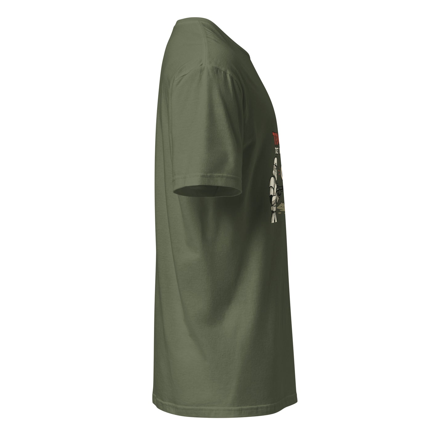 Trooper Target Practice – Aiming's Overrated Anyway - Short-Sleeve Unisex T-Shirt - Graphic Tee - Military Green - Right side