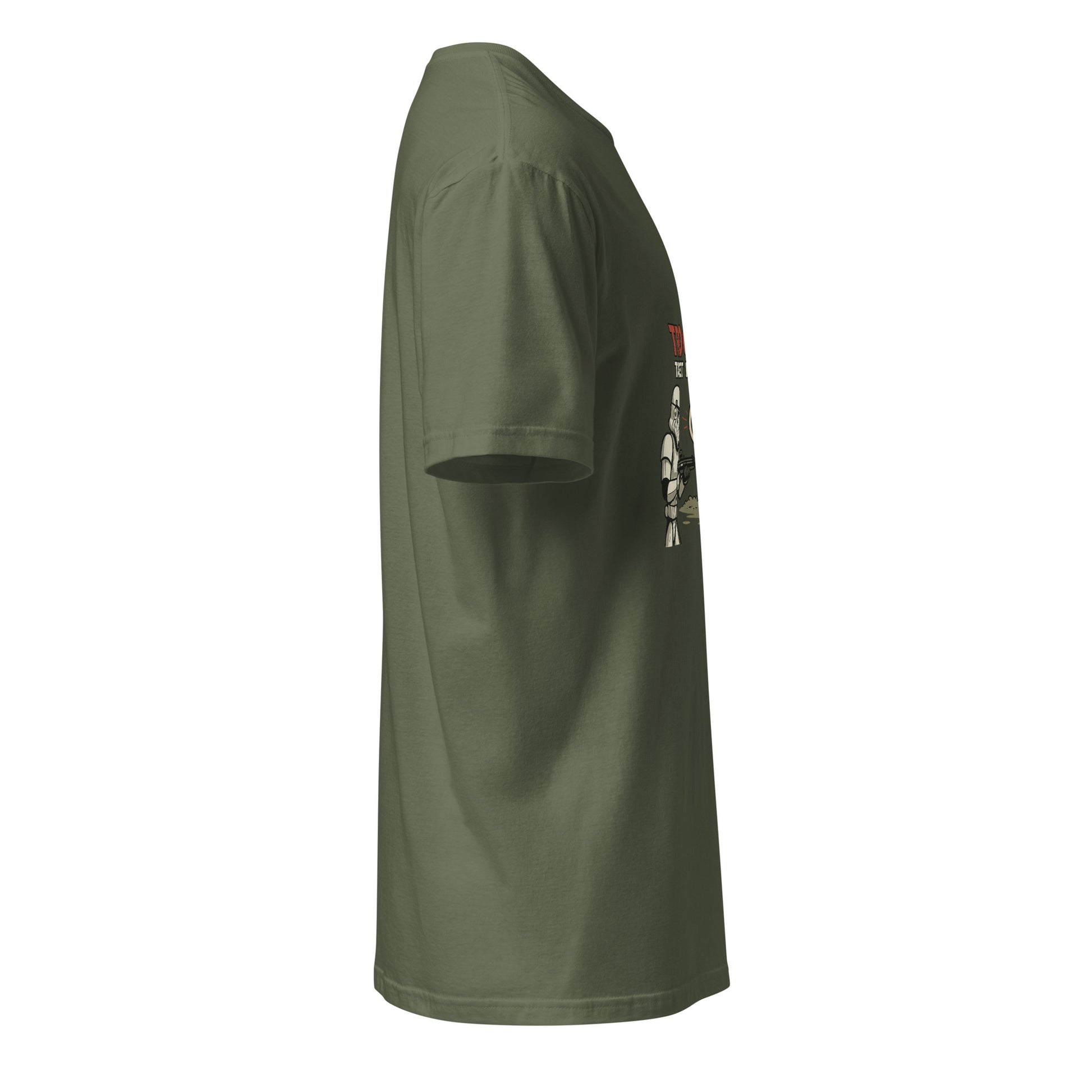 Trooper Target Practice – Aiming's Overrated Anyway - Short-Sleeve Unisex T-Shirt - Graphic Tee - Military Green - Right side