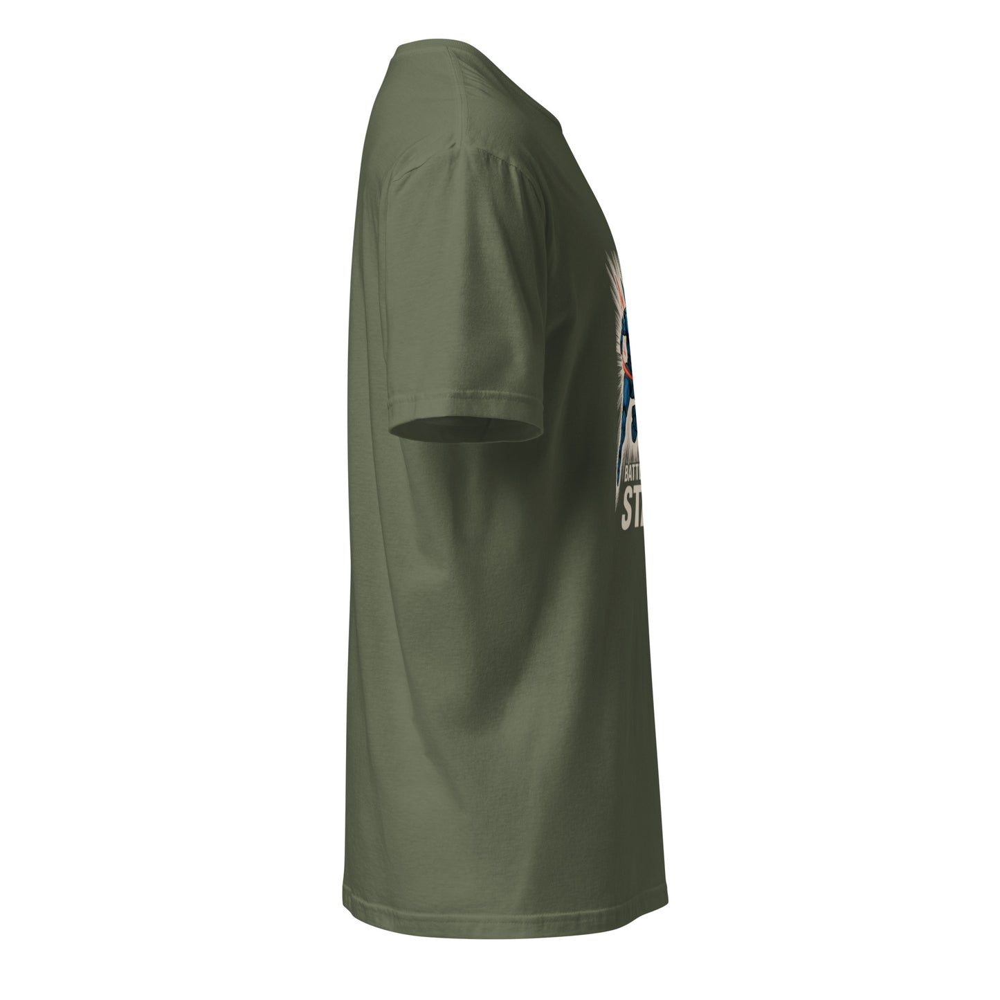 Battle Routine: Start! – Manga Mecha - Short-Sleeve Unisex T-Shirt - Graphic Tee - Military Green - Right side