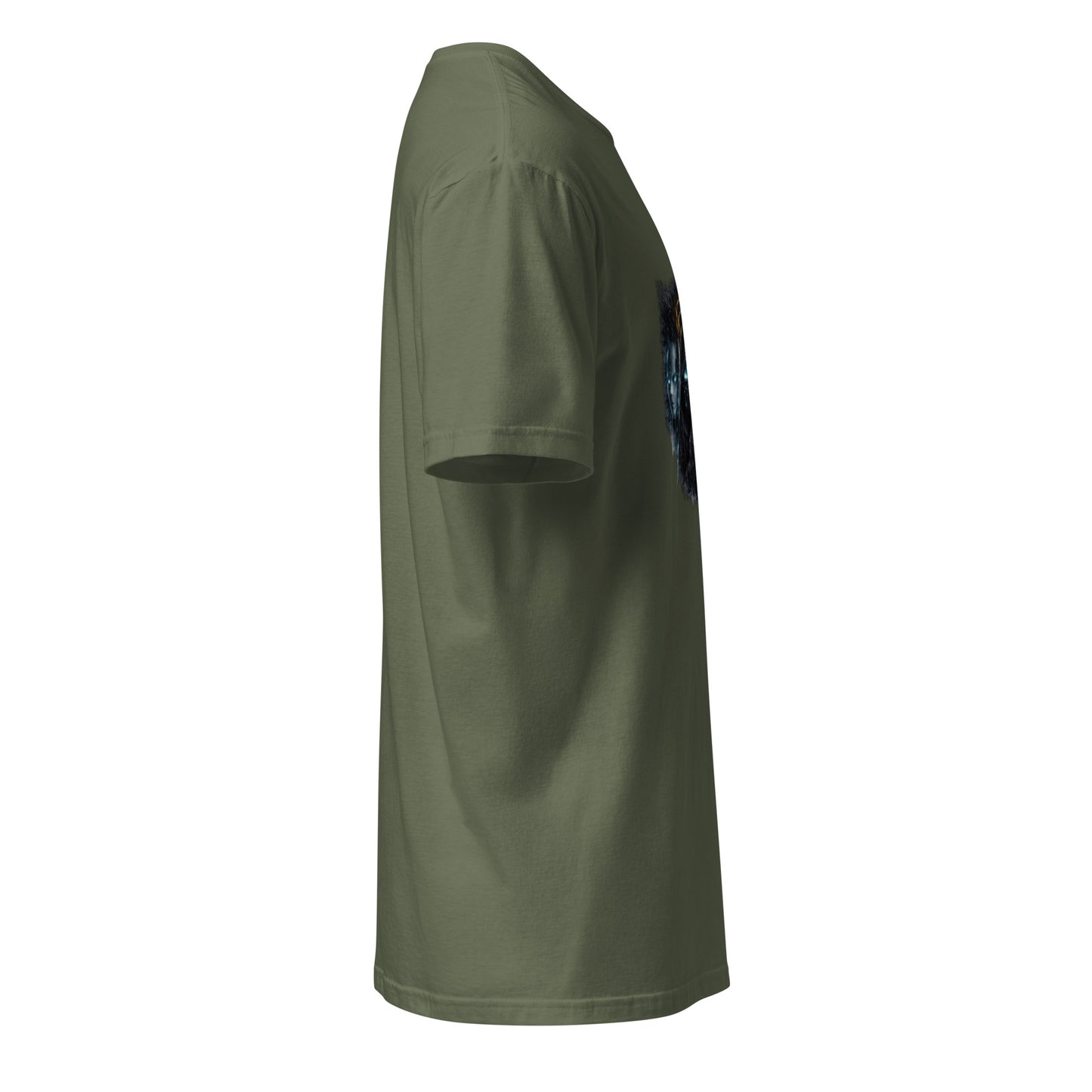 Digital Mask Society – Identity & Anonymity - Short-Sleeve Unisex T-Shirt - Graphic Tee - Military Green - Right side