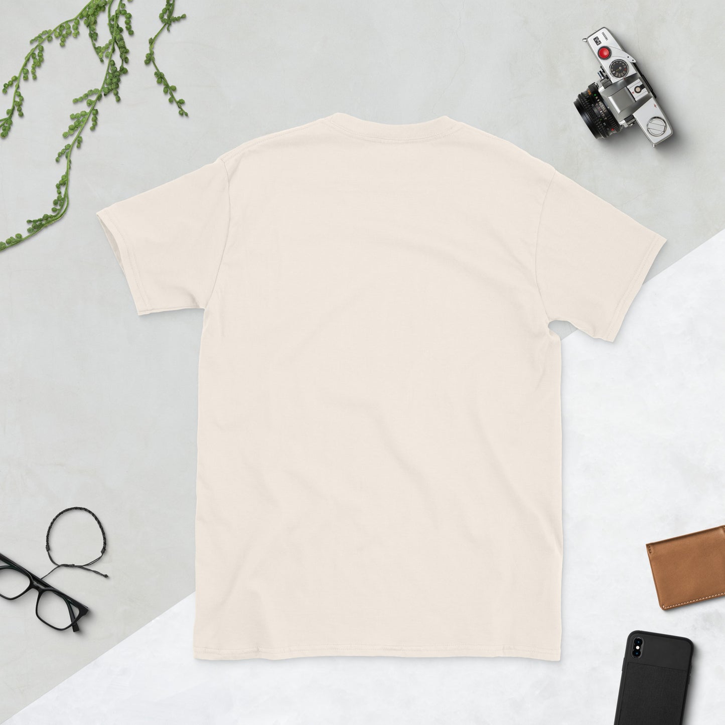 Stay Strange, Earthling – Retro Sci-Fi - Short-Sleeve Unisex T-Shirt - Graphic Tee - Natural - Back