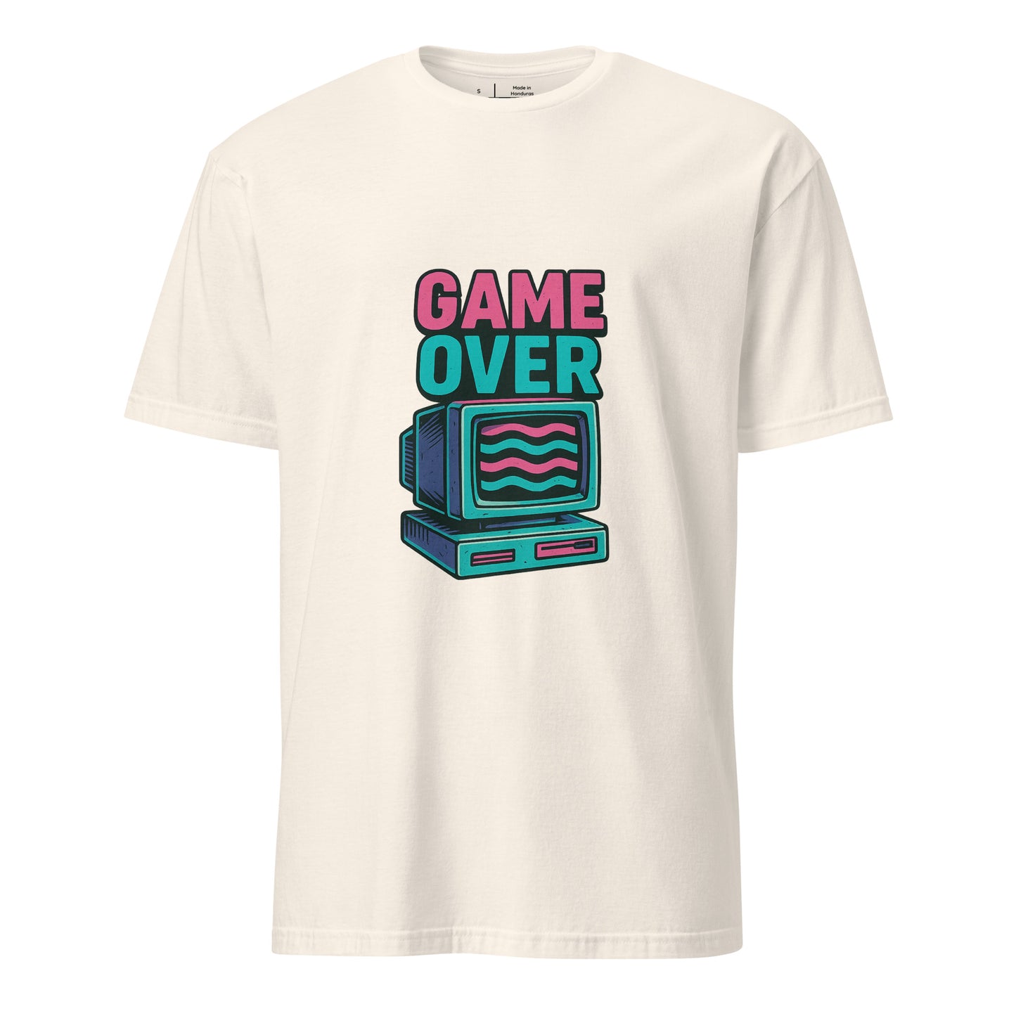 Game Over - Retro Gamer Glitch - Short-Sleeve Unisex T-Shirt - Graphic Tee - Natural - Front
