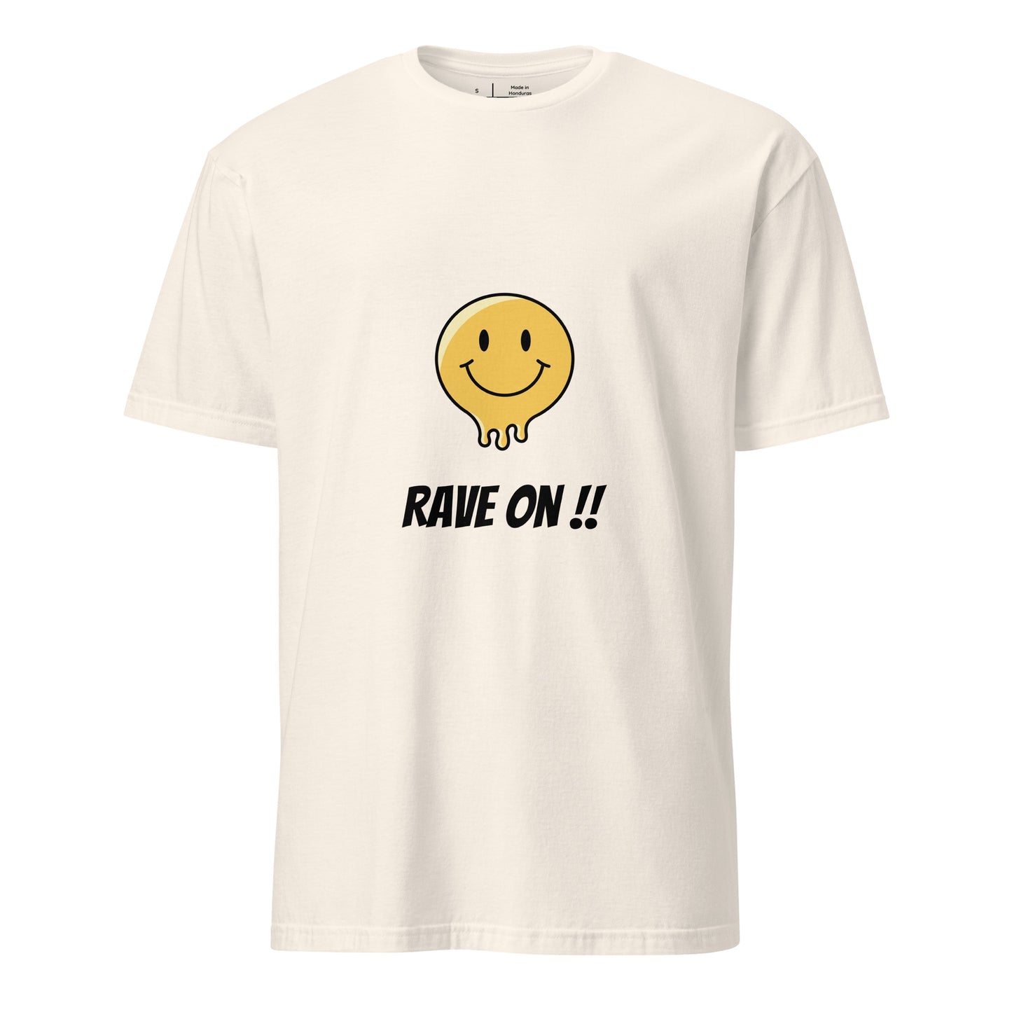Rave On - Smiley Icon - Short-Sleeve Unisex T-Shirt - Graphic Tee - Natural - Front
