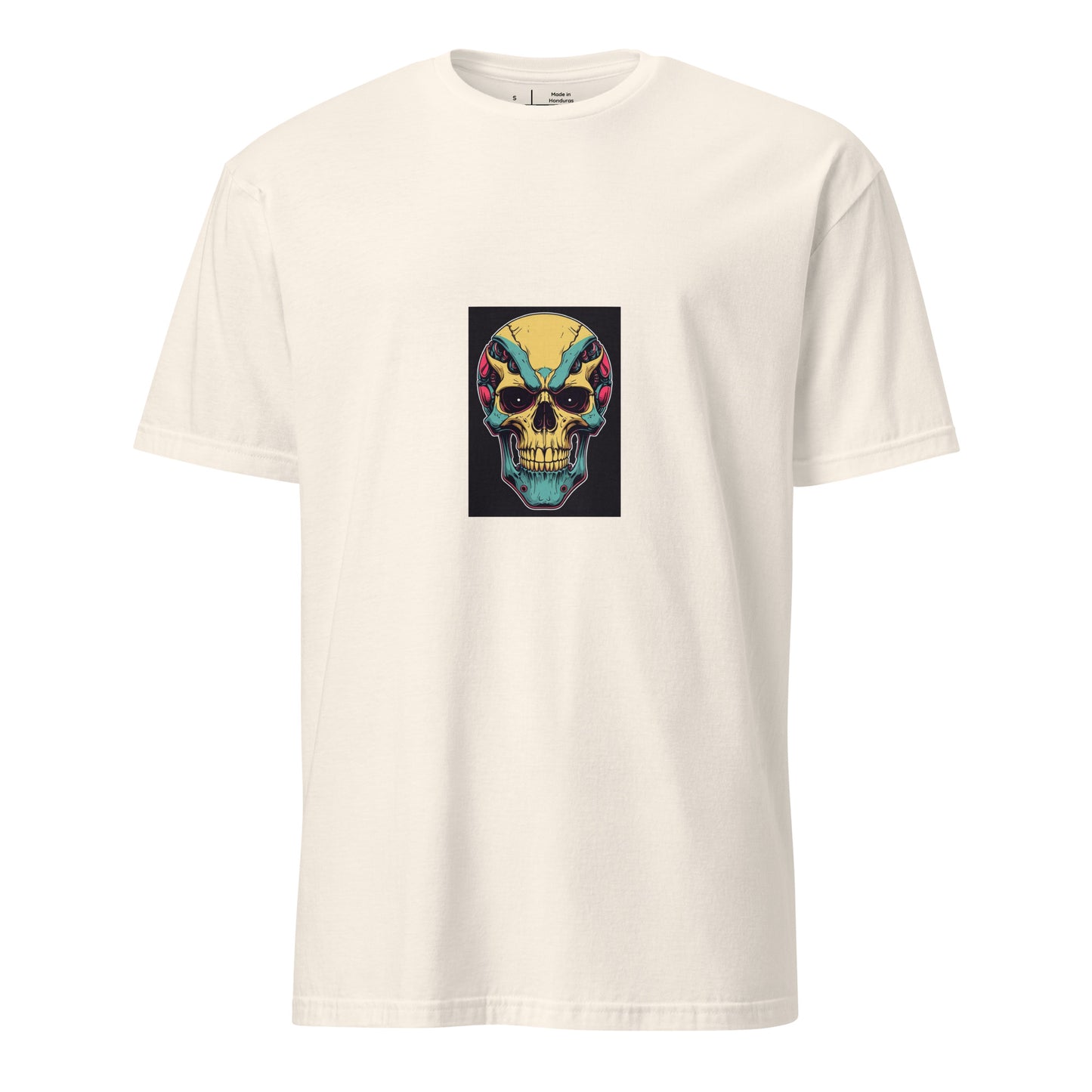 Cyber Skull - Sci-Fi Neon Skull - Short-Sleeve Unisex T-Shirt - Graphic Tee - Natural - Front