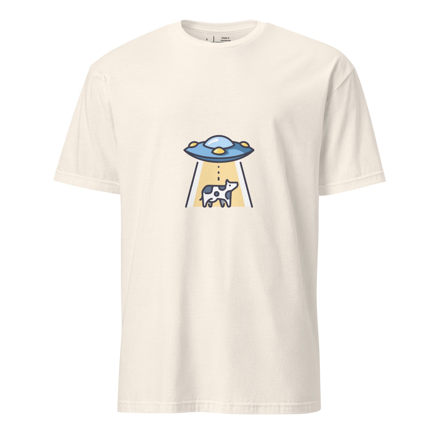 Not Again - UFO Cow Abduction - Short-Sleeve Unisex T-Shirt - Graphic Tee - Natural - Front