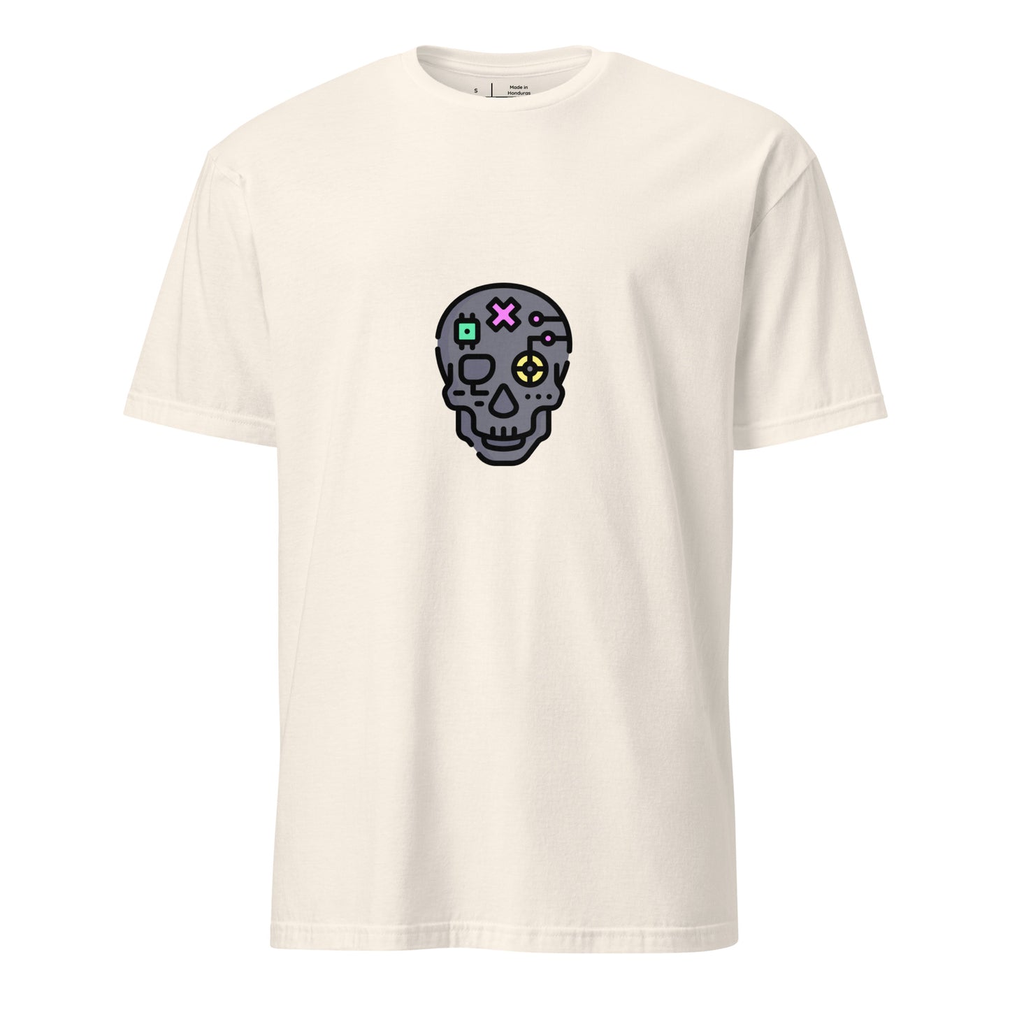 Cartoon Cyber Skull - Future Shock Style - Short-Sleeve Unisex T-Shirt - Graphic Tee - Natural - Front