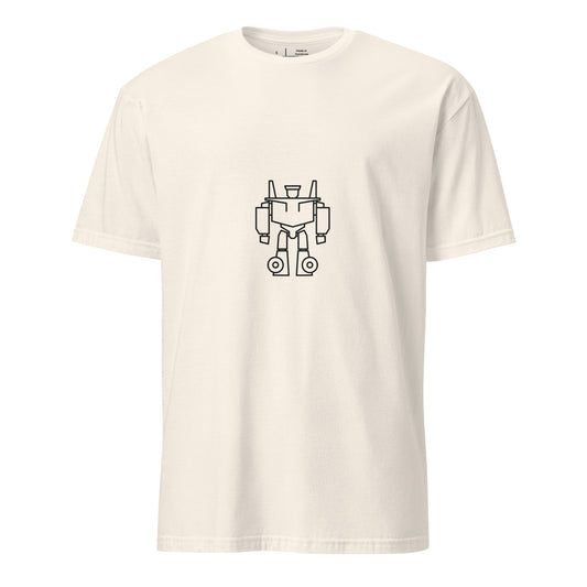 Mech Minimalist 2 - Black Line-Art Robot Design - Short-Sleeve Unisex T-Shirt - Graphic Tee - Natural - Front