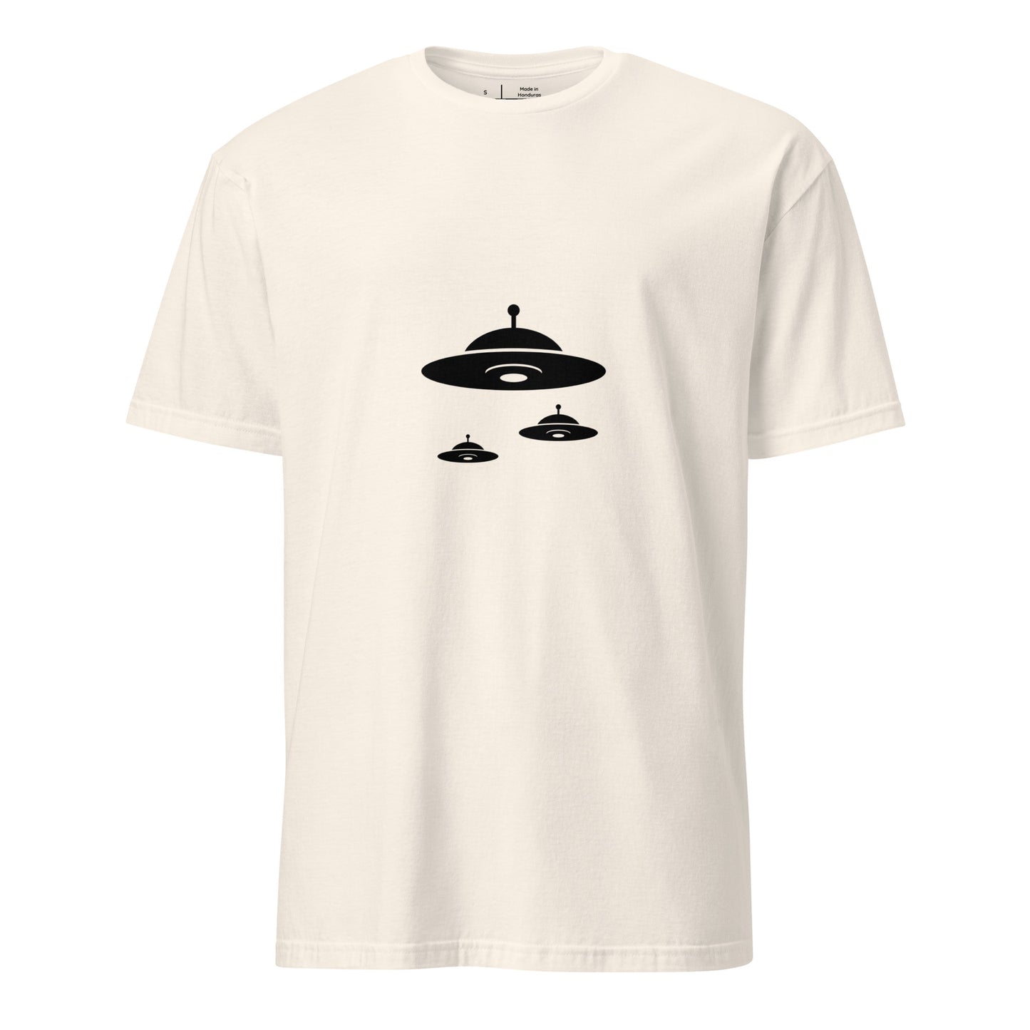 Flying Saucer - Retro UFO Formation - Short-Sleeve Unisex T-Shirt - Graphic Tee - Natural - Front