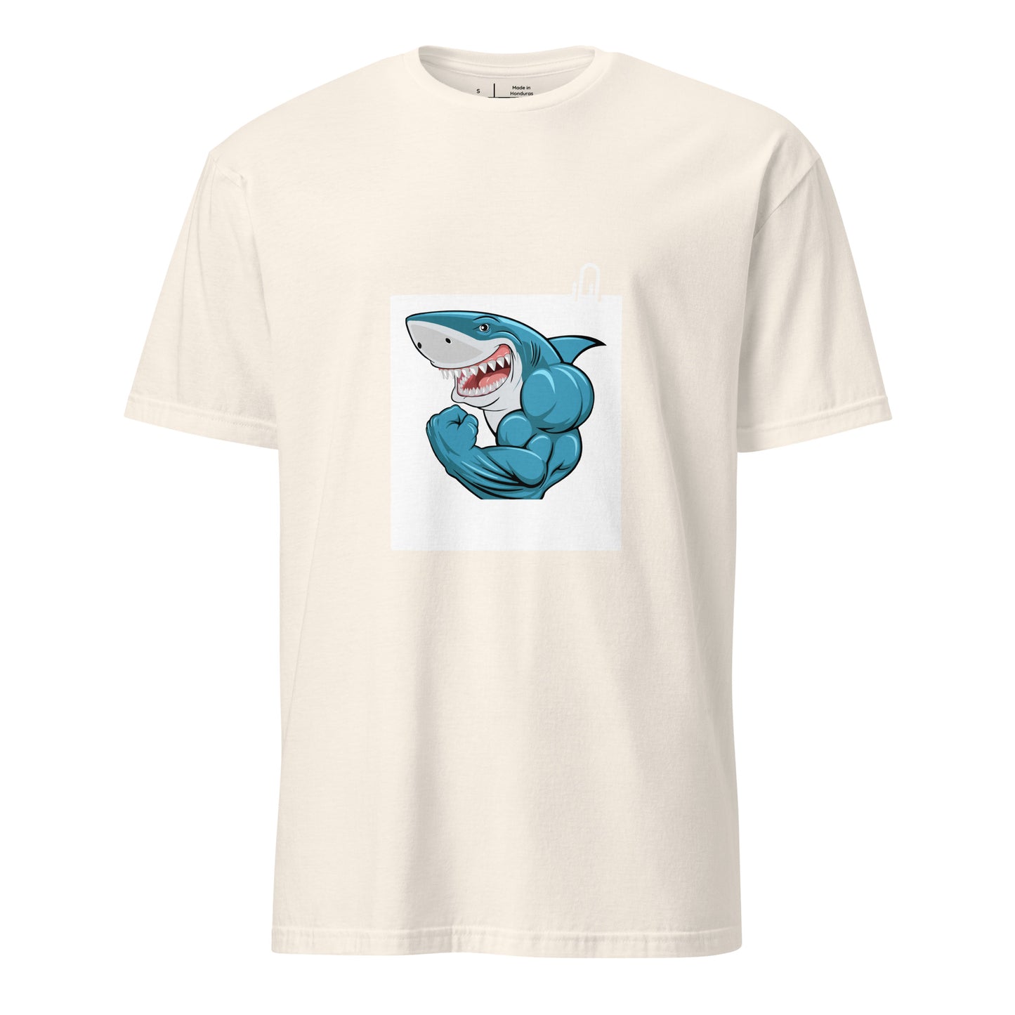 Muscle Shark - Flexin Underwater - Short-Sleeve Unisex T-Shirt - Graphic Tee - Natural - Front