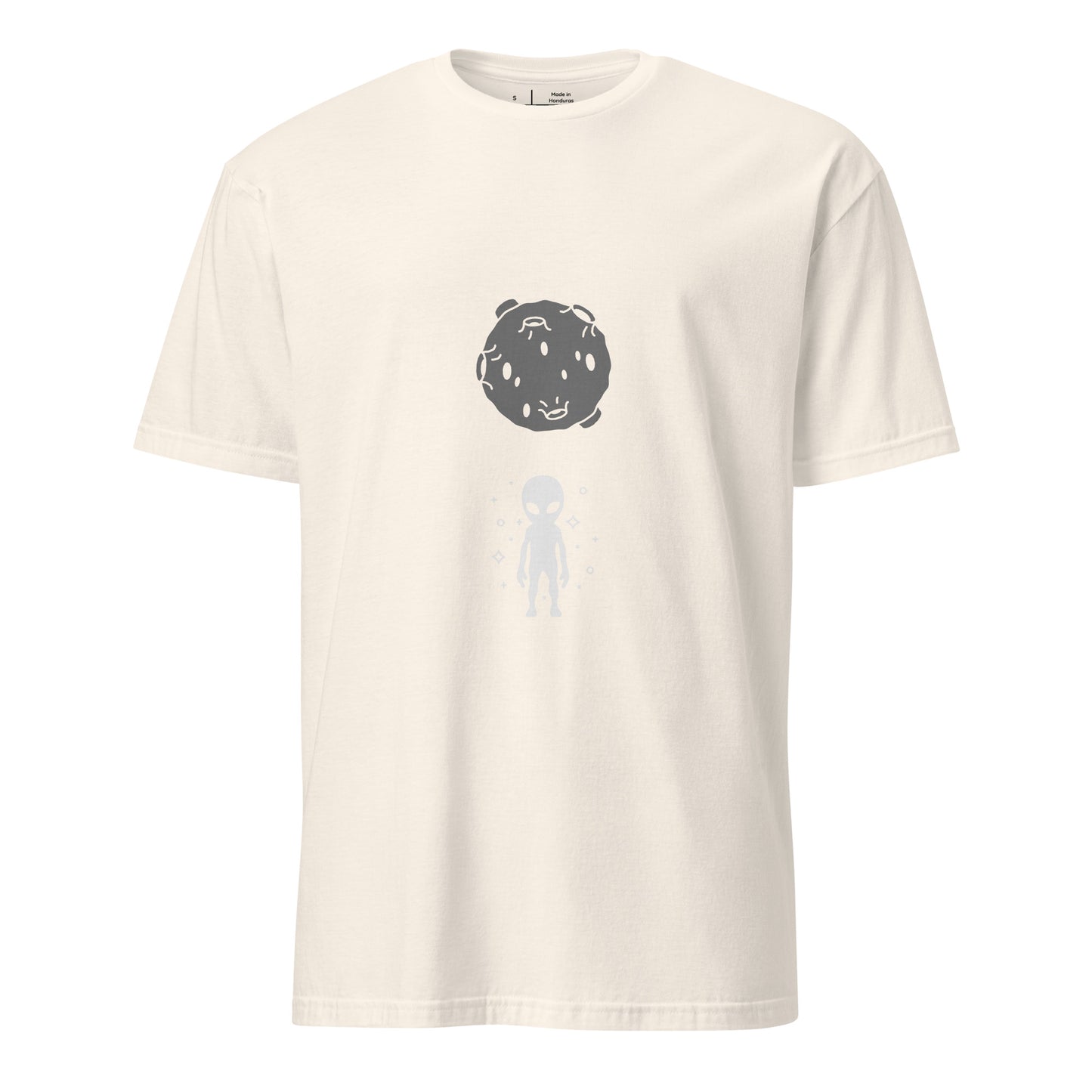“Moonman” Minimalist Alien Graphic Tee - Short-Sleeve Unisex T-Shirt - Graphic Tee - Natural - Front