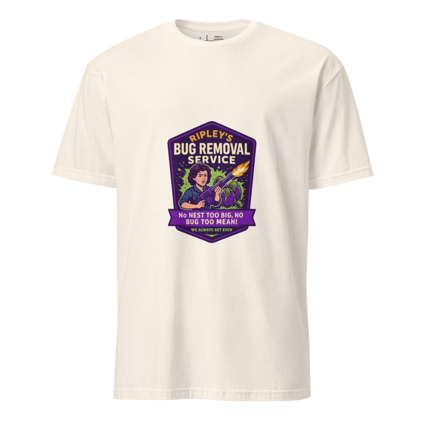 Ripley’s Bug Removal Service – Xenomorph Exterminator - Short-Sleeve Unisex T-Shirt - Graphic Tee - Natural - Front