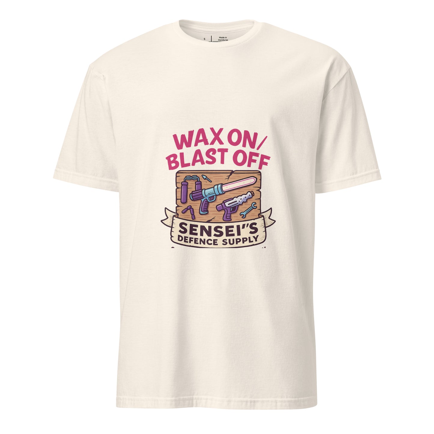 Wax On/Blast Off – Retro Karate Space - Short-Sleeve Unisex T-Shirt - Graphic Tee - Natural - Front
