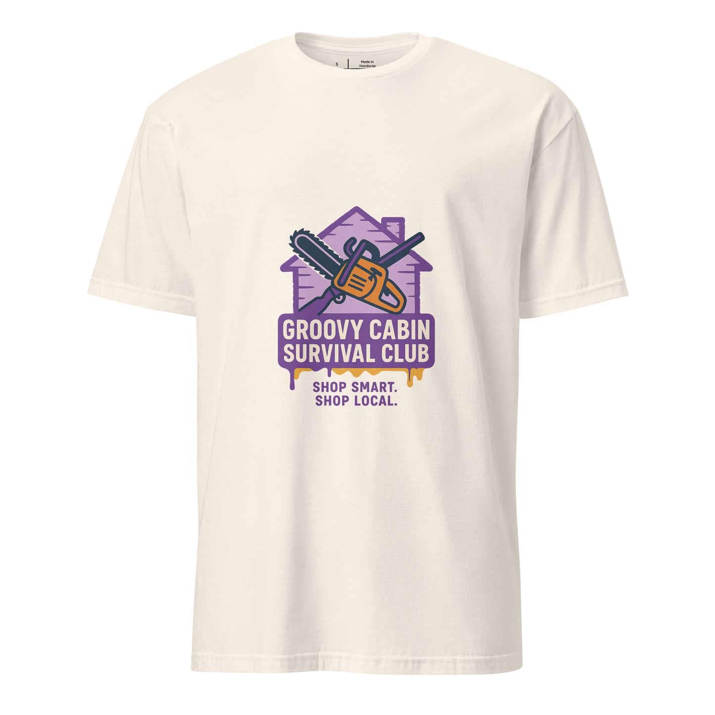 Groovy Cabin- Retro Horror Vibes - Short-Sleeve Unisex T-Shirt - Graphic Tee - Natural - Front