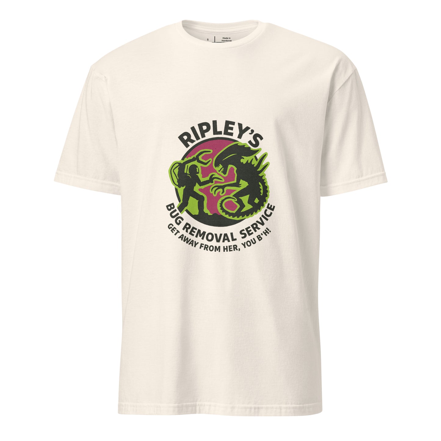 Ripley’s Bug Removal Service – Sci-Fi Parody - Short-Sleeve Unisex T-Shirt - Graphic Tee - Natural - Front