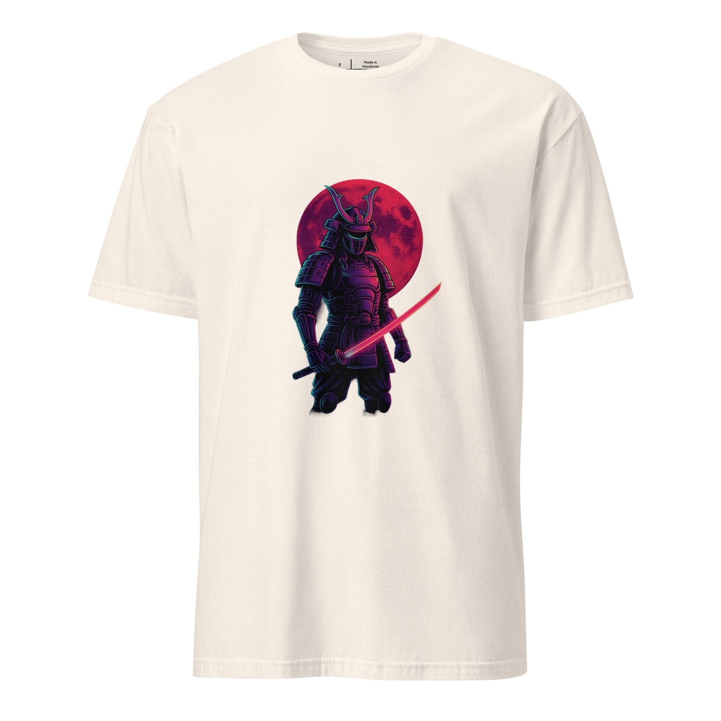 Moonlit Neon Samurai - Urban Warrior - Short-Sleeve Unisex T-Shirt - Graphic Tee - Natural - Front