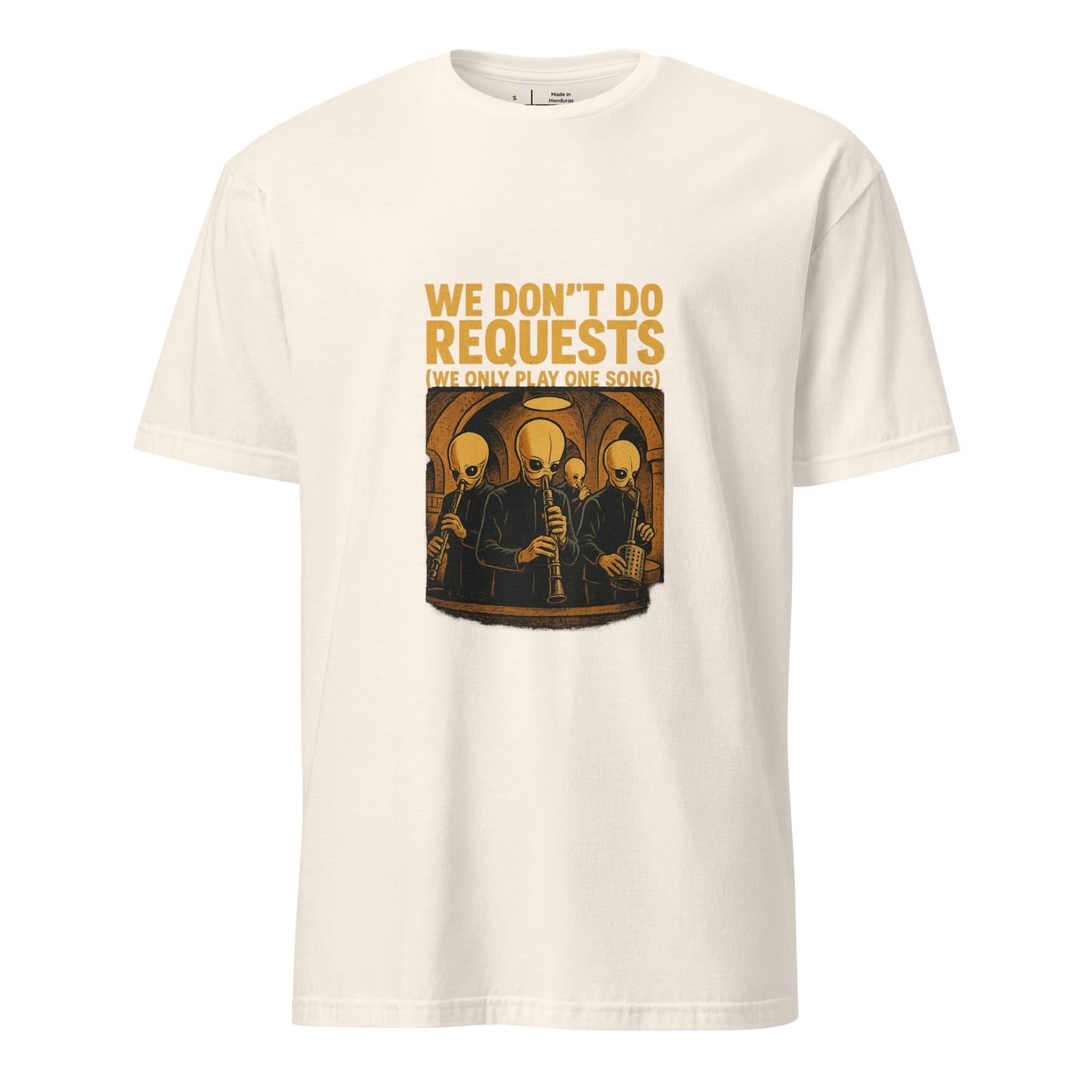 We Don't Do Requests - Cantina Band - Charcoal - Short-Sleeve Unisex T-Shirt - Graphic Tee - Natural - Front