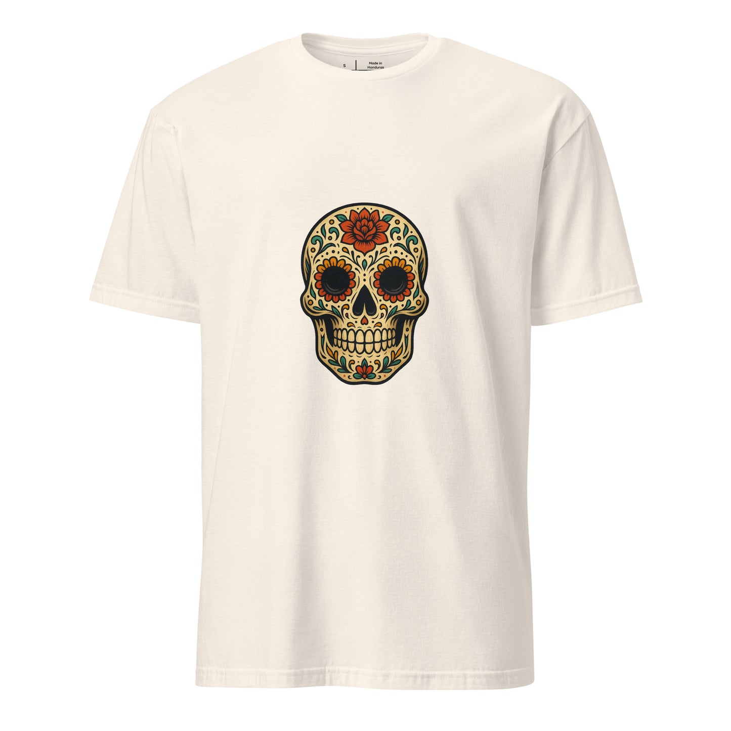 Day Of The Dead Skull – Floral Edition - Short-Sleeve Unisex T-Shirt - Graphic Tee - Natural - Front