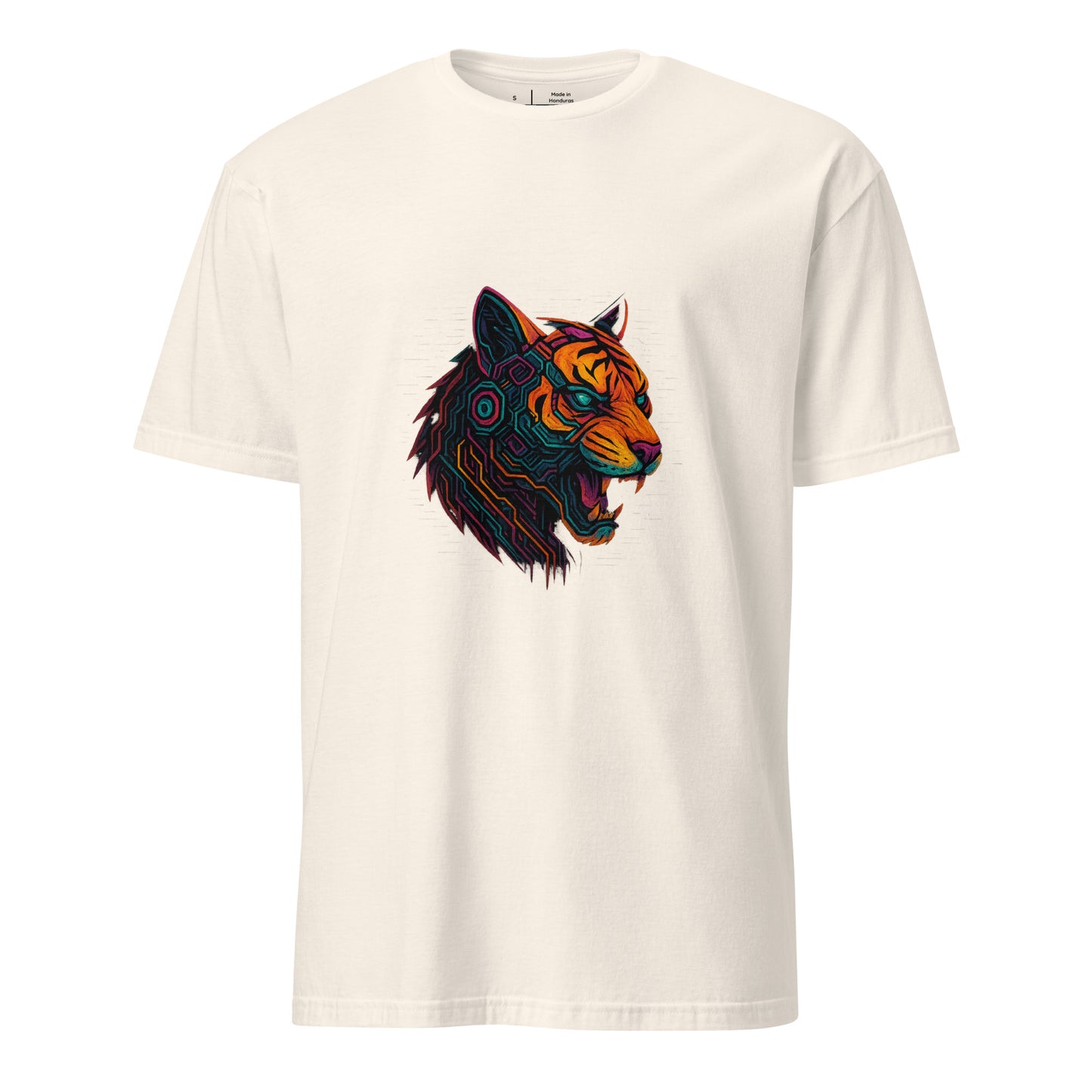 Cyber Tiger – Neon Predator - Short-Sleeve Unisex T-Shirt - Graphic Tee - Natural - Front