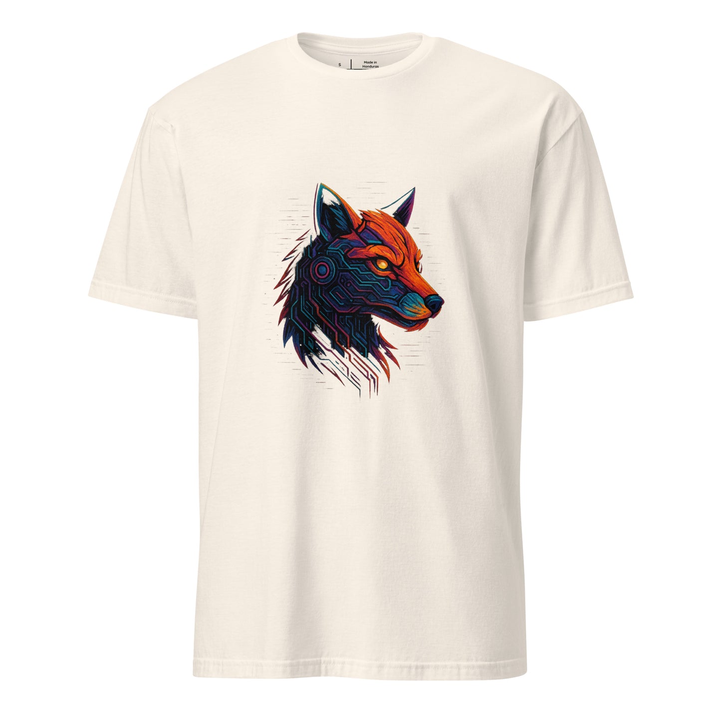  Cyber Fox – Neon Trickster - Short-Sleeve Unisex T-Shirt - Graphic Tee - Natural - Front