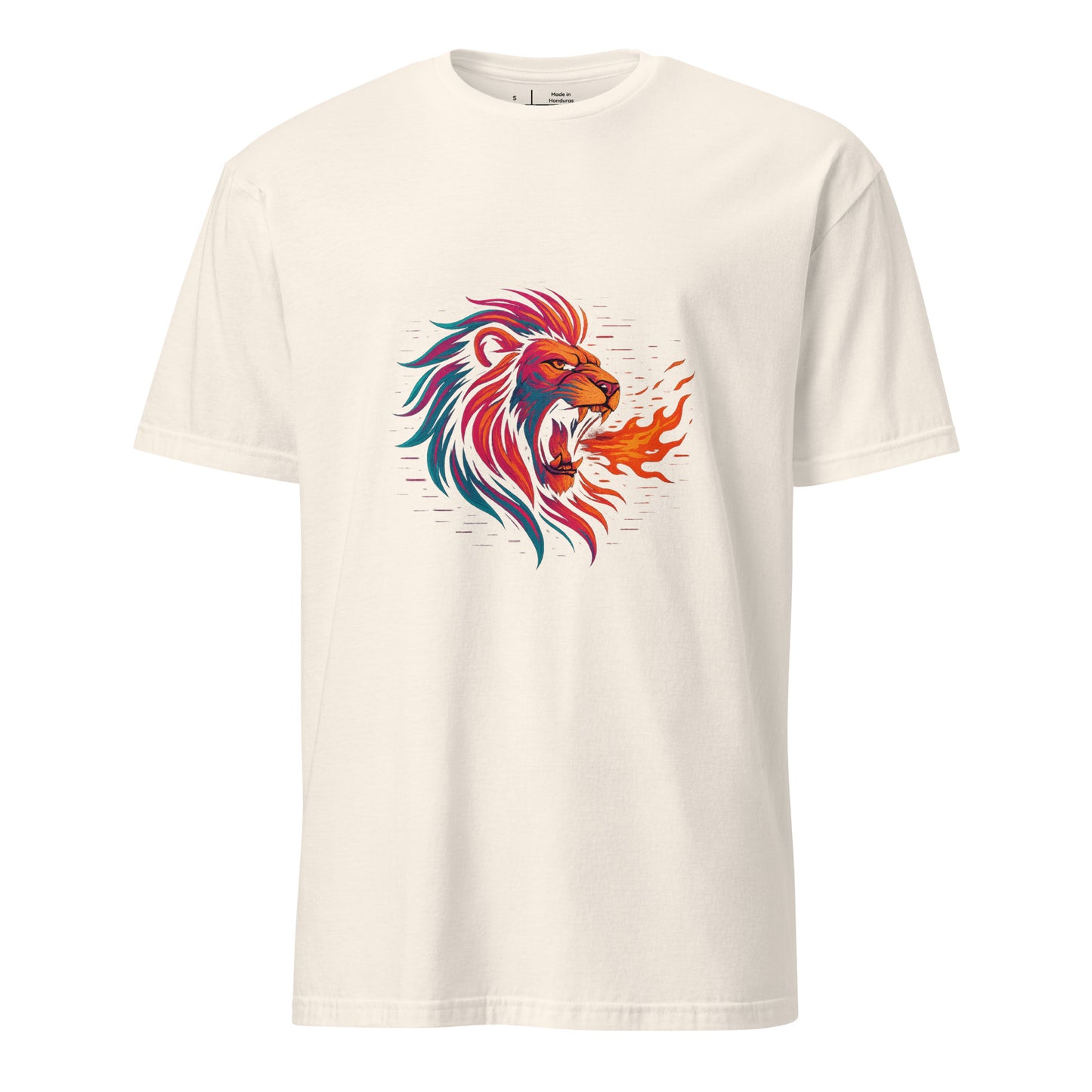 Cyber Lion – King Of Neon Jungle - Short-Sleeve Unisex T-Shirt - Graphic Tee - Natural - Front