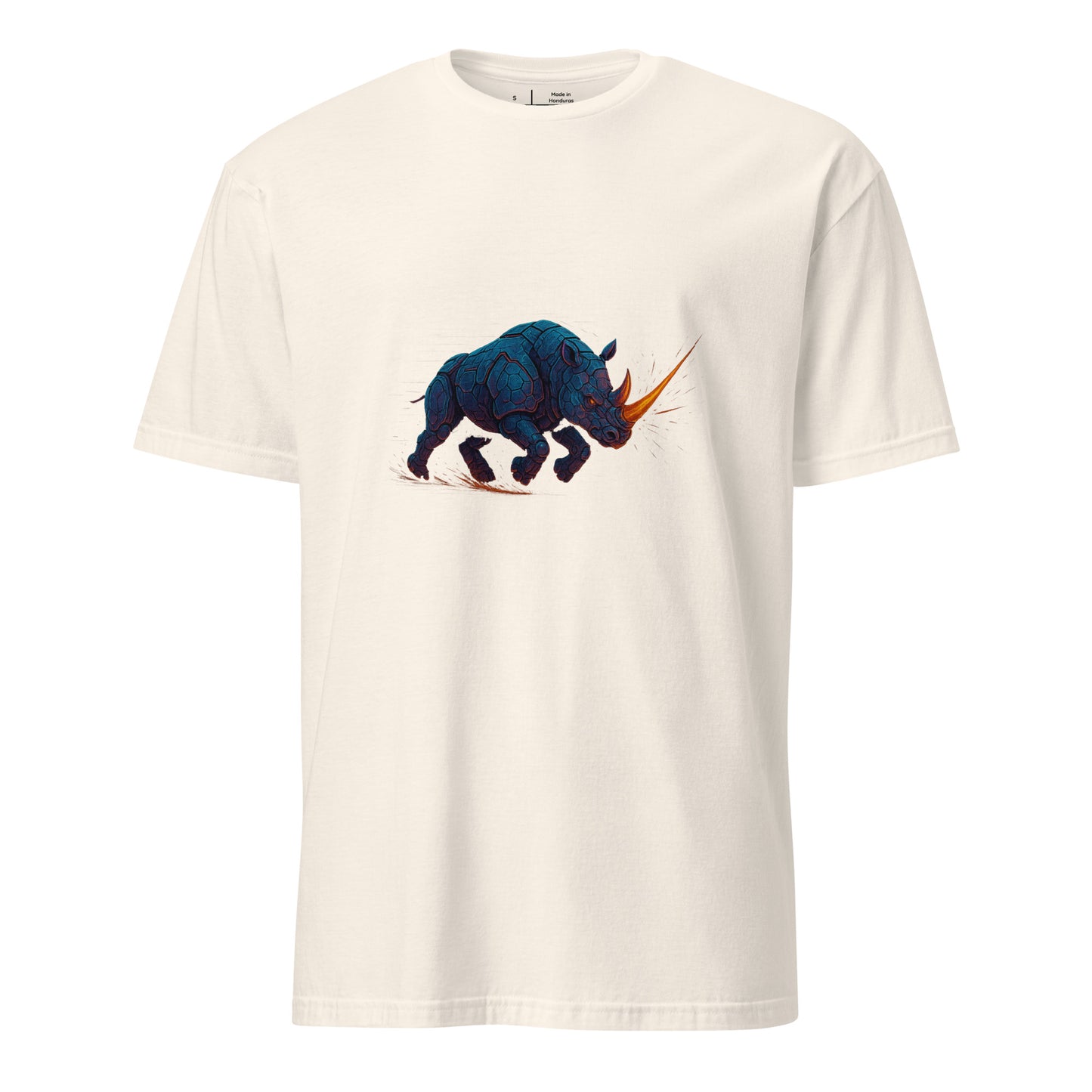 Cyber Rhino – Armored Power - Short-Sleeve Unisex T-Shirt - Graphic Tee - Natural - Front