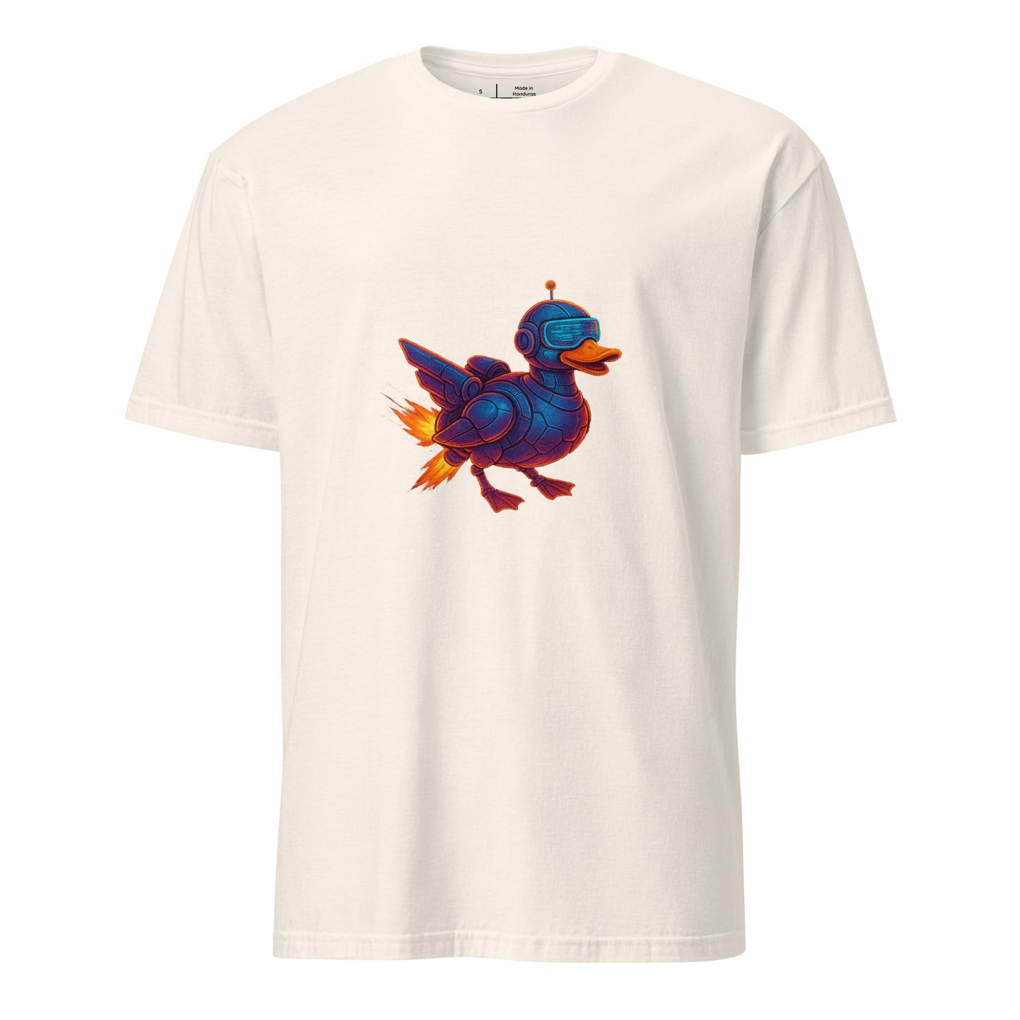 Cyber Duck – Quirky Futuristic Streetwear - Short-Sleeve Unisex T-Shirt - Graphic Tee - Natural - Front