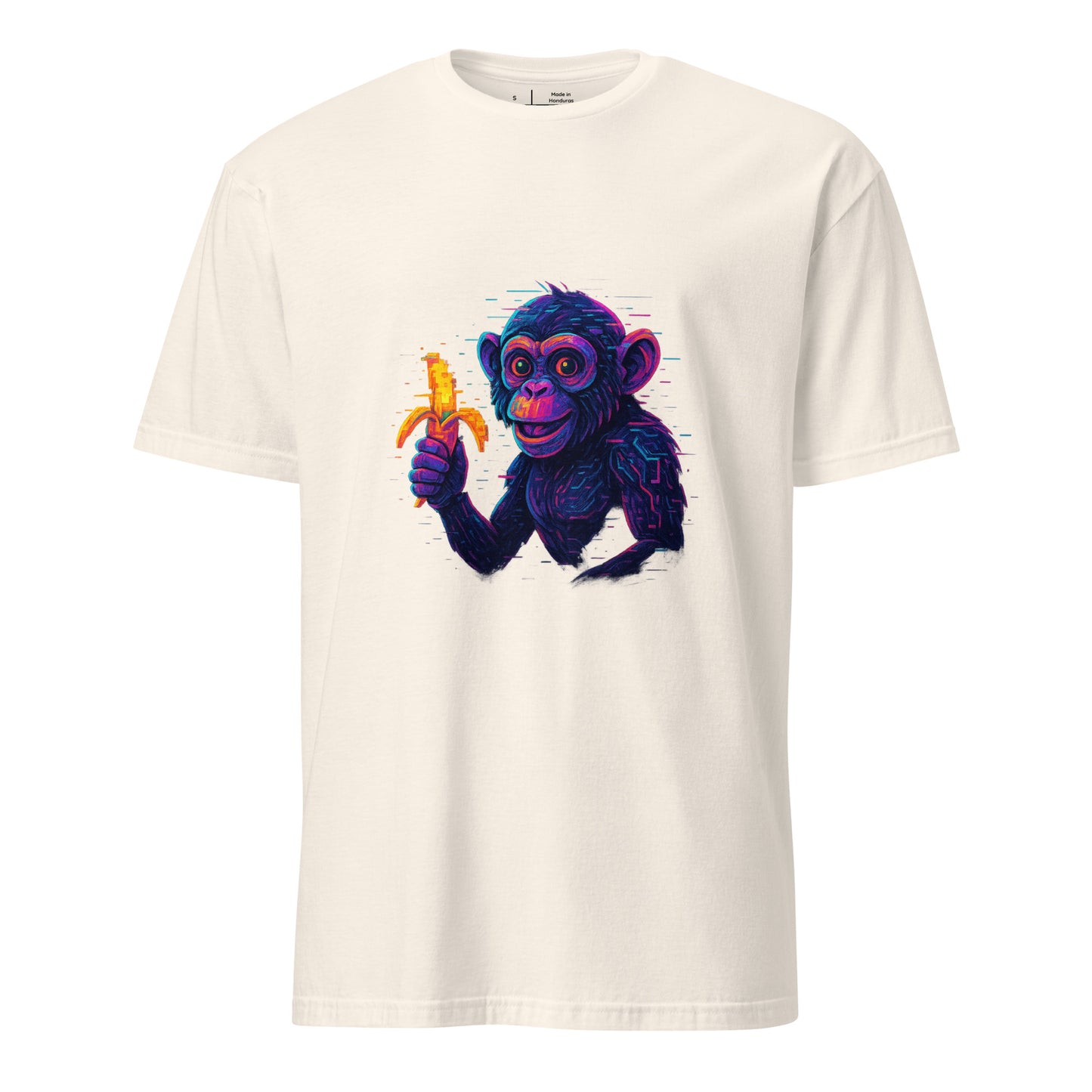 Cyber Monkey – Futuristic Primate - Short-Sleeve Unisex T-Shirt - Graphic Tee - Natural - Front