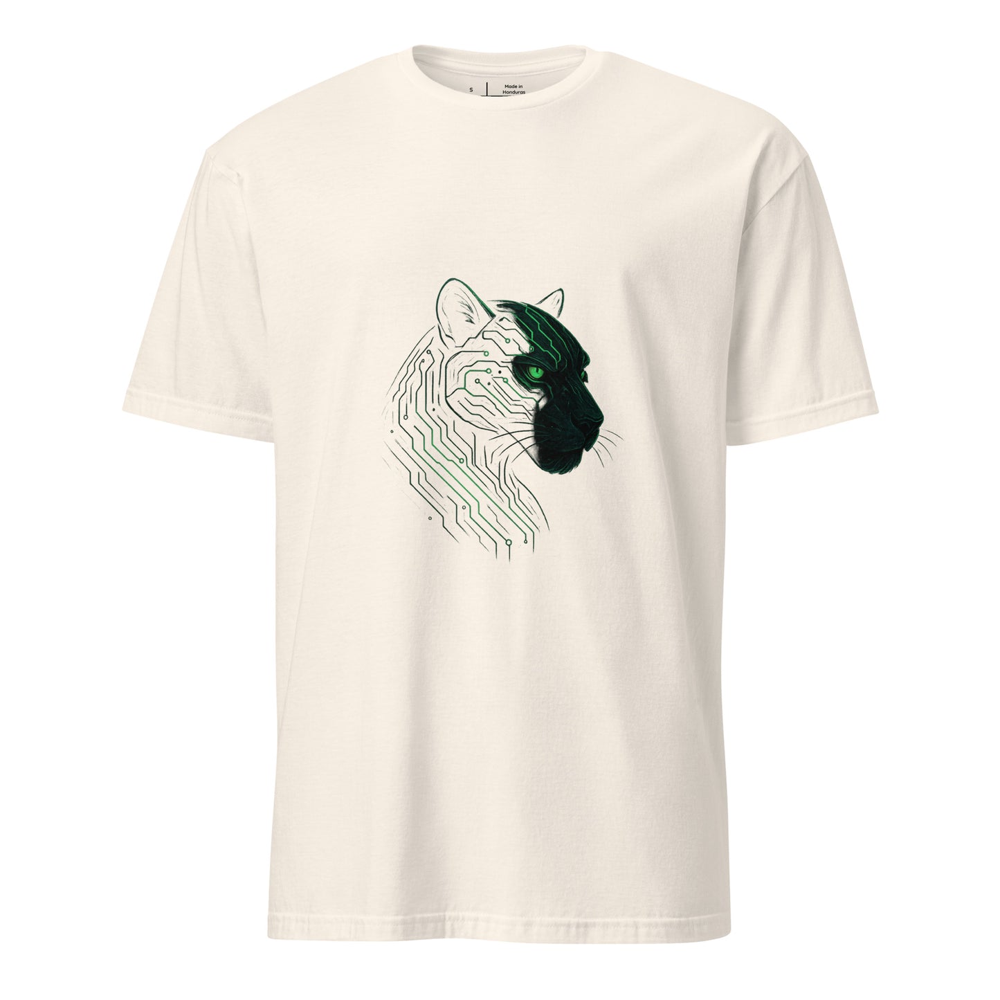 The Circuit Panther – Shadow & Circuitry - Short-Sleeve Unisex T-Shirt - Graphic Tee - Natural - Front 
