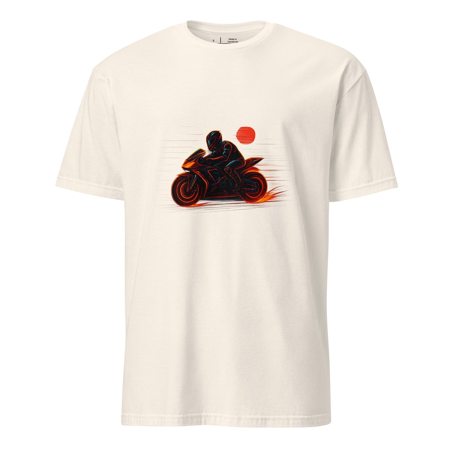 Neon Rider – Blaze Through the Digital Highway - Short-Sleeve Unisex T-Shirt - Graphic Tee - Natural - Front