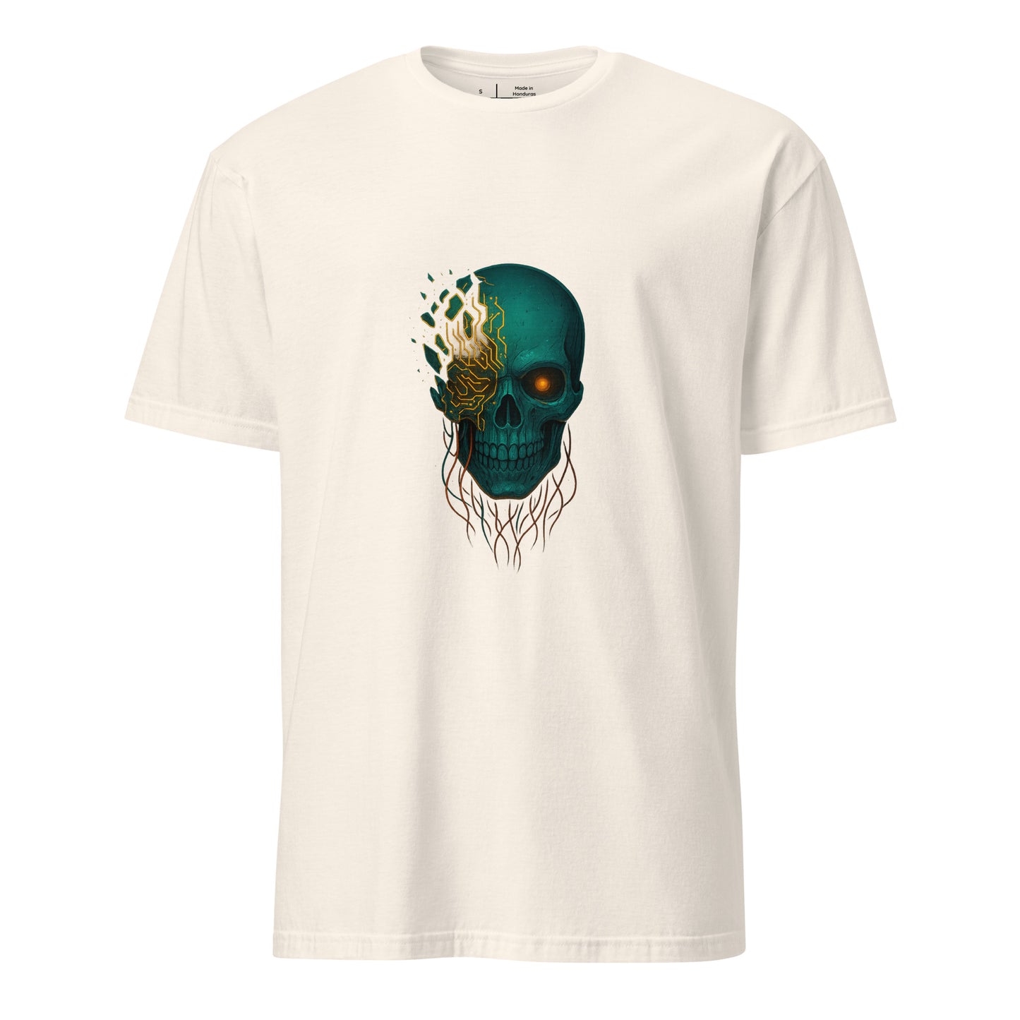 Astral Hacker Skull – Circuit Fractured - Short-Sleeve Unisex T-Shirt - Graphic Tee - Natural - Front
